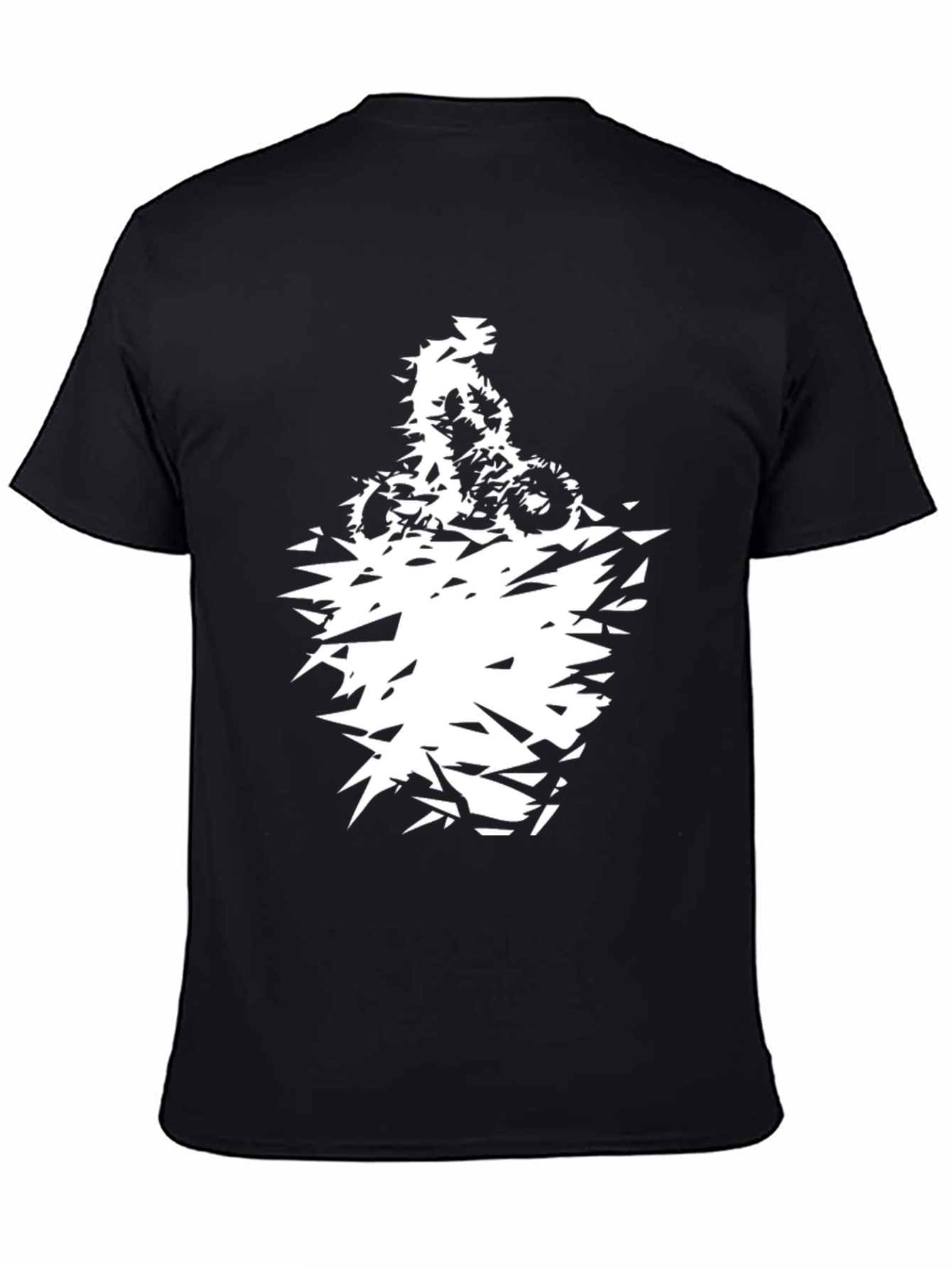 Black Men's Black Graphic Tee - Abstract Motorcycle view 4