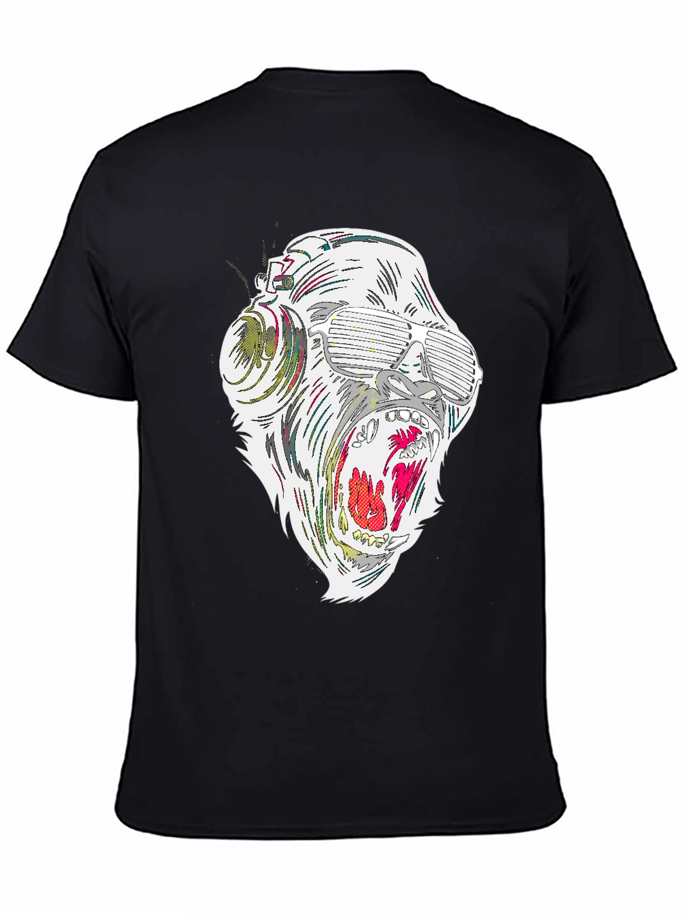 Black Cool Gorilla Graphic Tee - Black Cotton Blend Shirt view 4