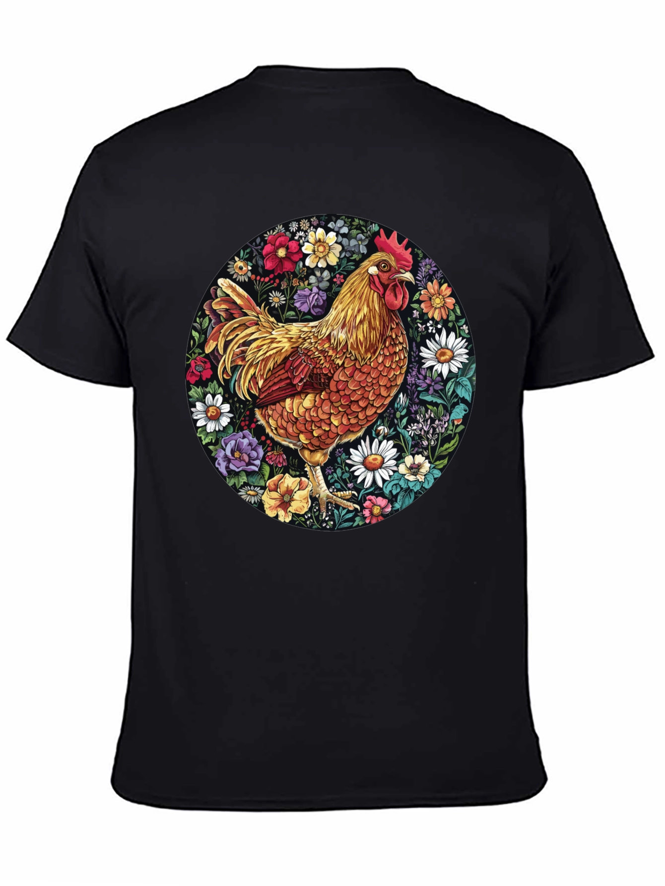 Black Floral Chicken Graphic Tee view 4