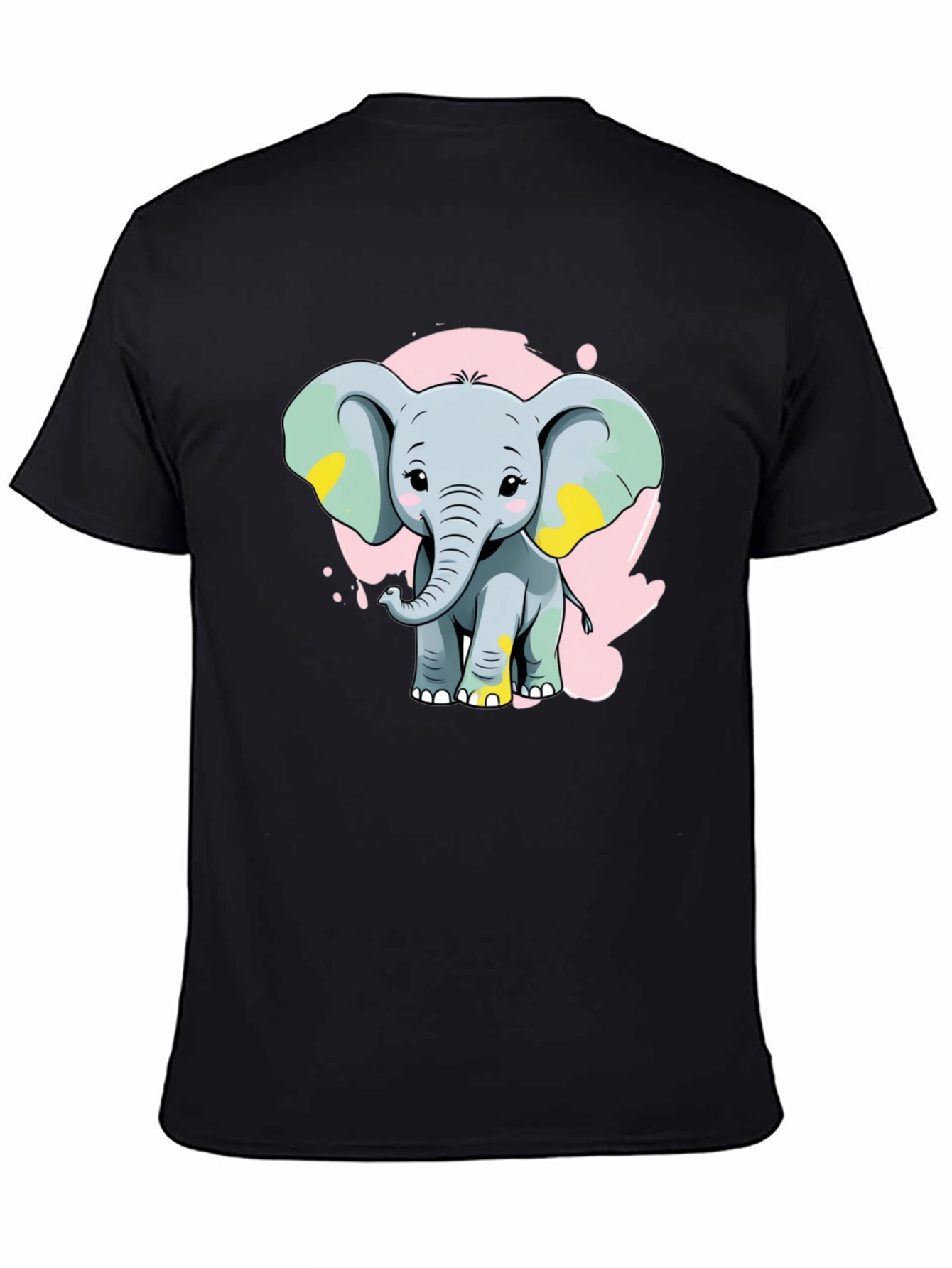 Black Cute Elephant Graphic Tee - Black Cotton Blend Shirt view 4