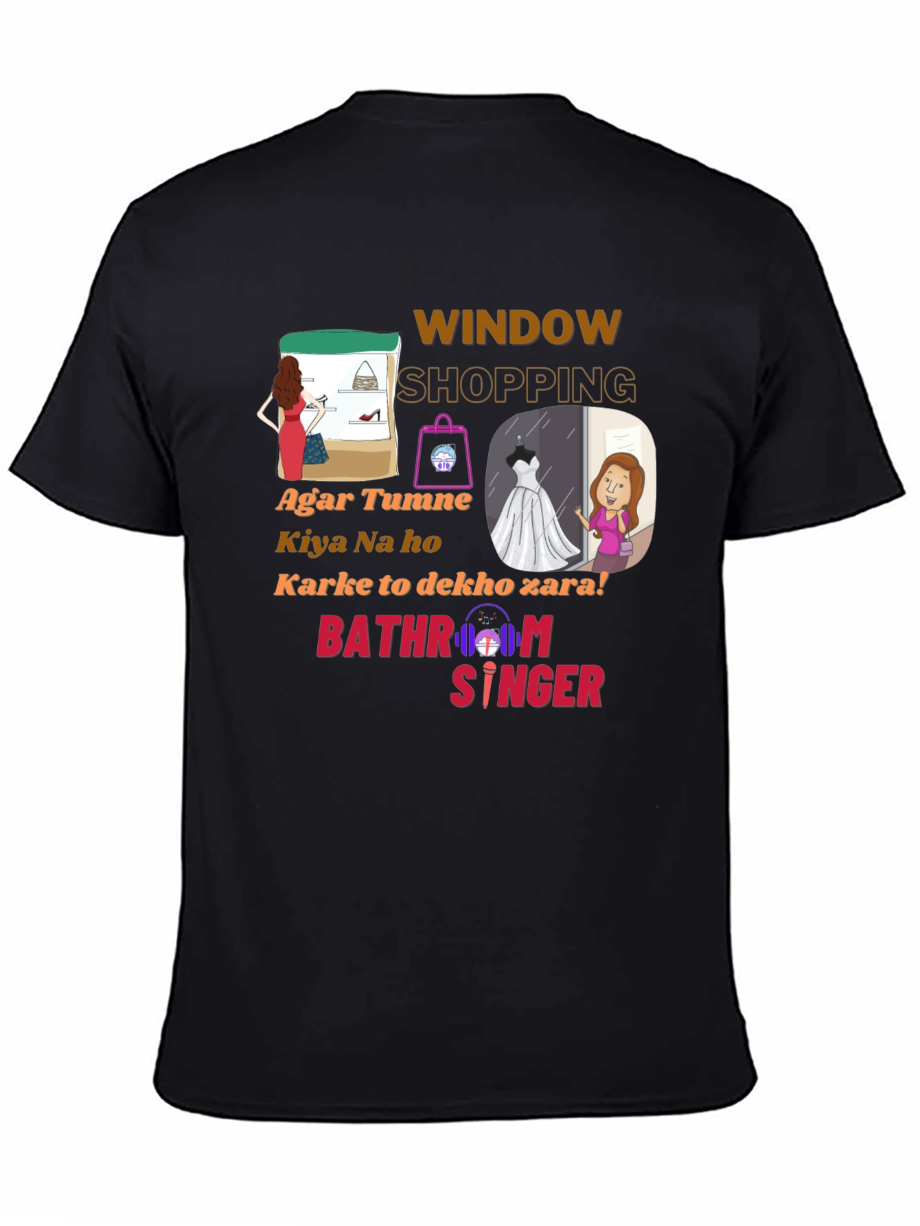 Black Window Shopping Graphic T-Shirt - Bathroom Singer view 4