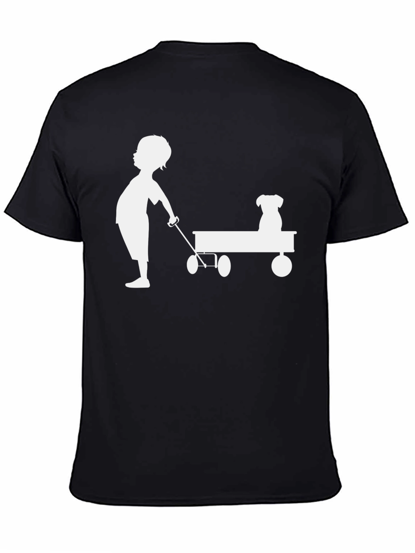 Black Boy and Dog Wagon Tee - Classic Black Cotton view 4