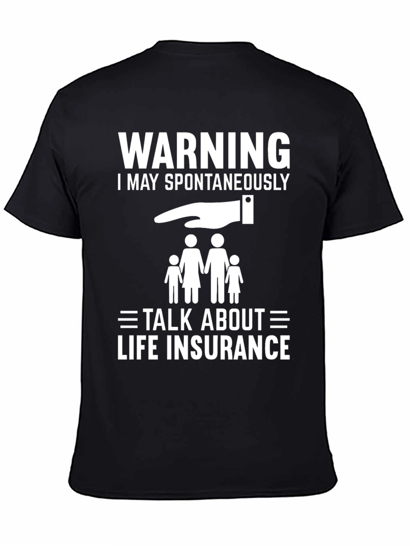 Black Warning: Spontaneous Life Insurance T-Shirt view 4