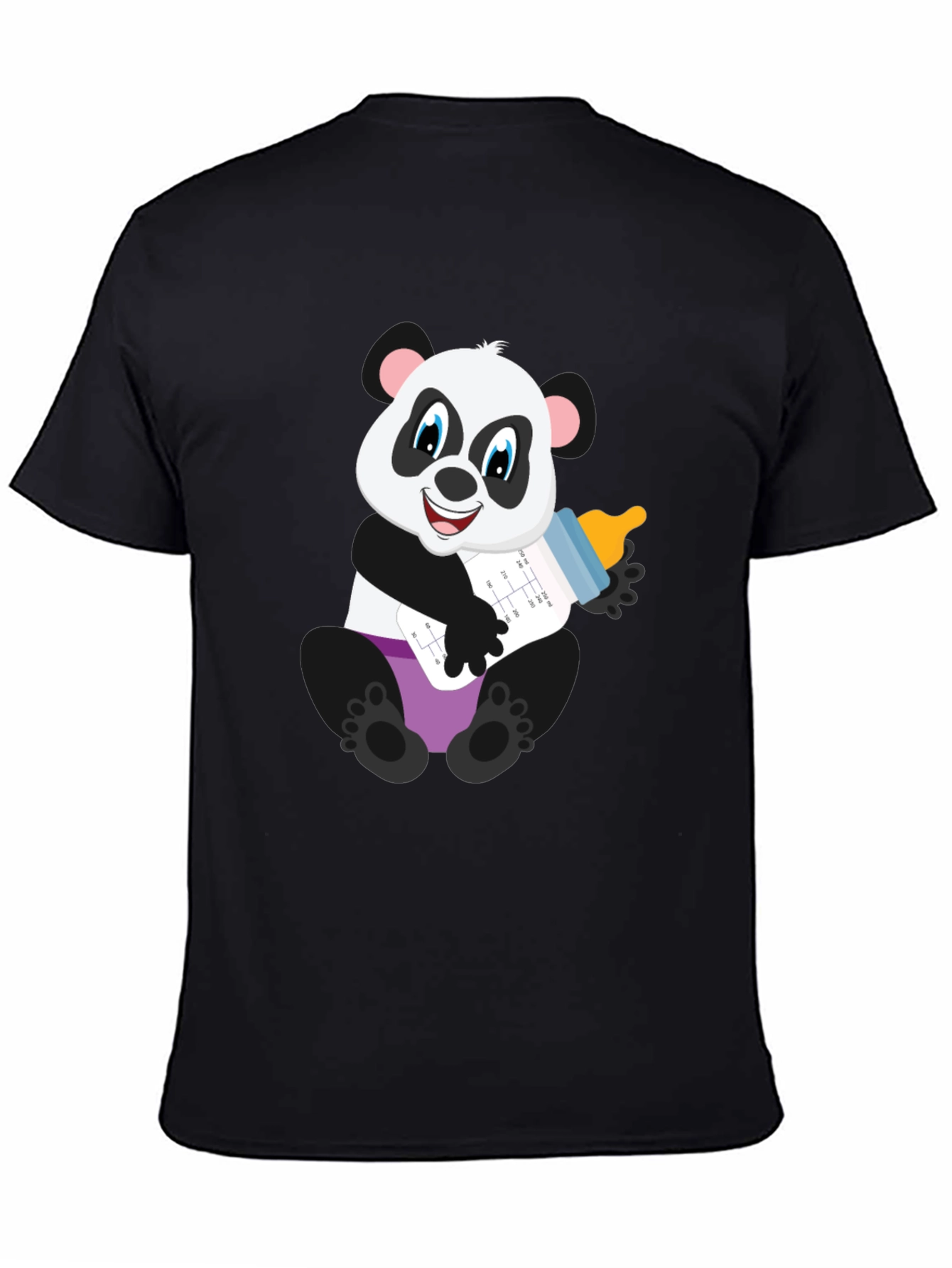 Black Panda Baby Bottle T-Shirt - Adorable Cute Cartoon Bear Tee view 4