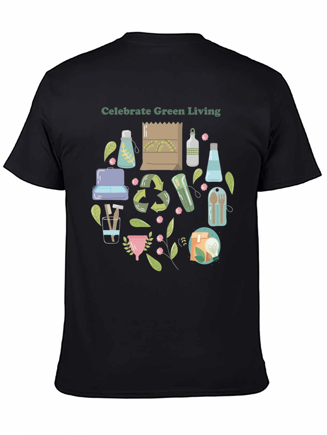 Black Eco-Friendly Living T-Shirt view 4