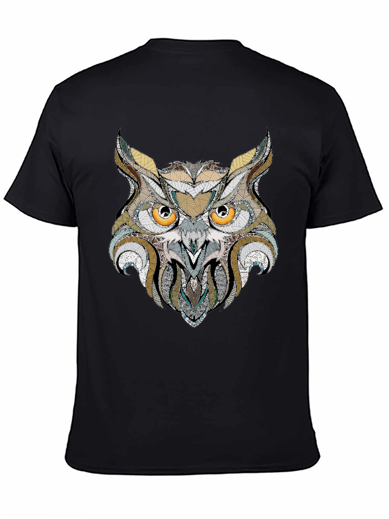 Owl Graphic Print Black T-Shirt - 4