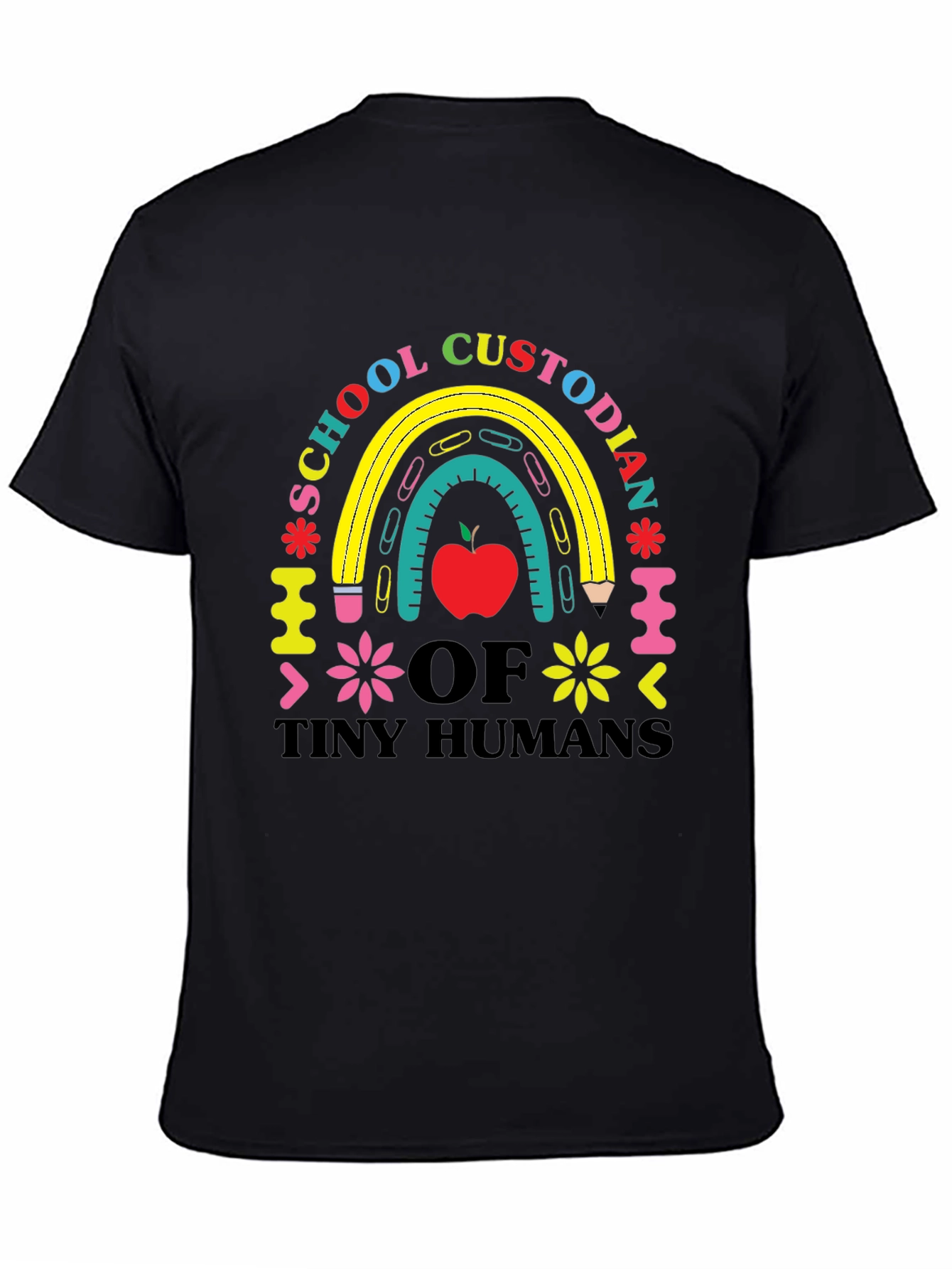 Black School Custodian of Tiny Humans T-Shirt view 4