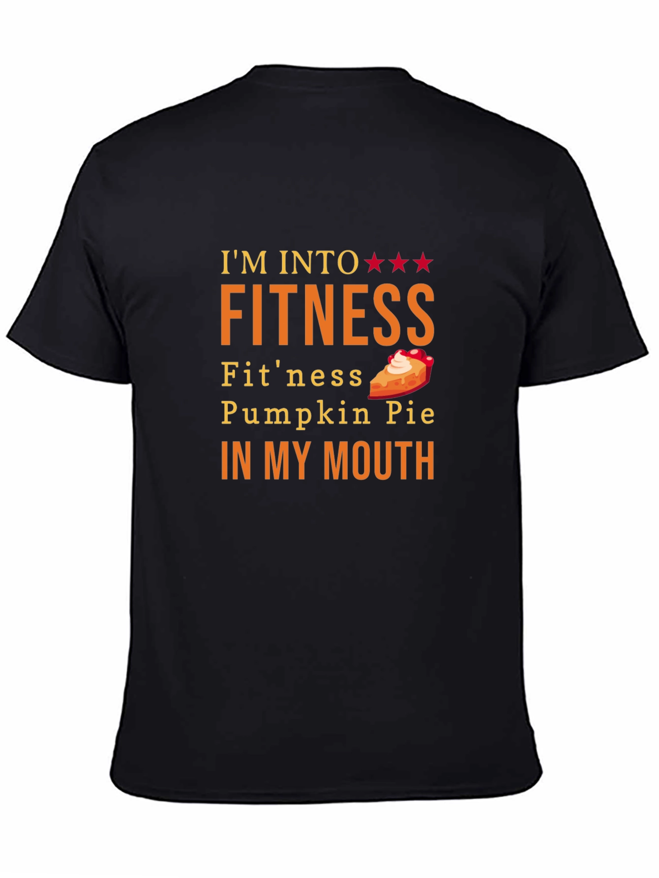 Black Funny Pumpkin Pie Fitness T-Shirt view 4
