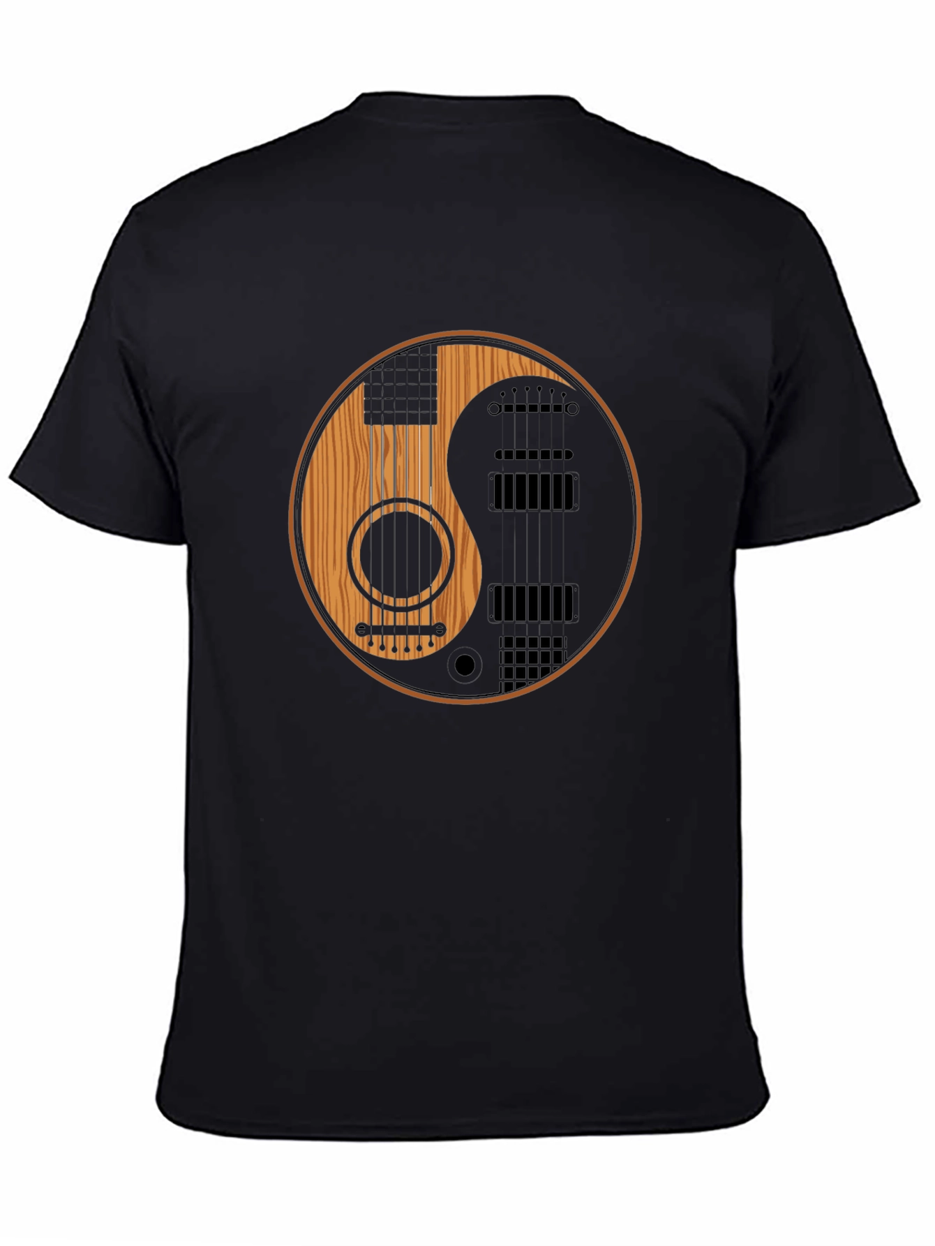 Black Yin Yang Guitar T-Shirt view 4