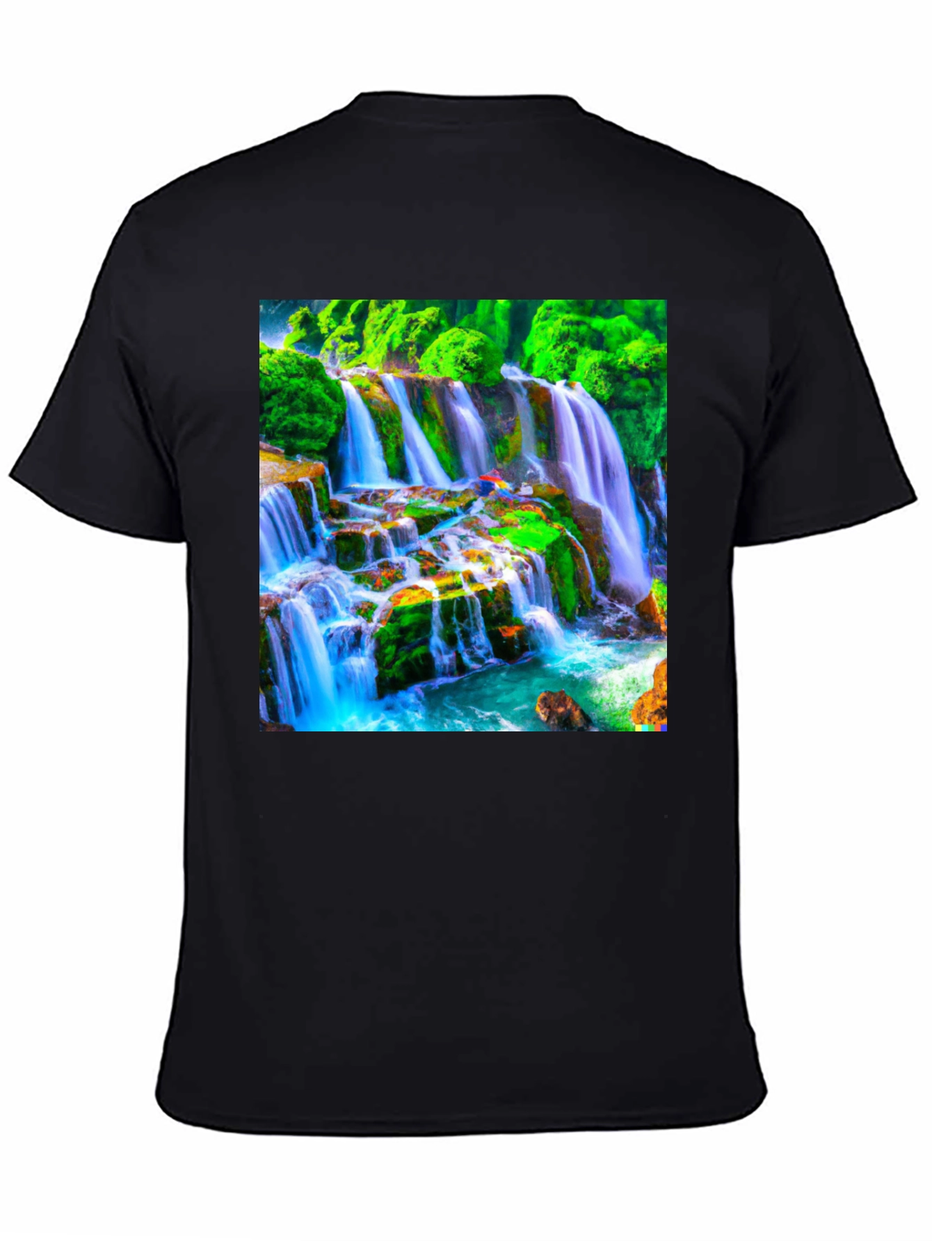 Black Waterfall Graphic Tee - Nature Lover's T-Shirt view 4