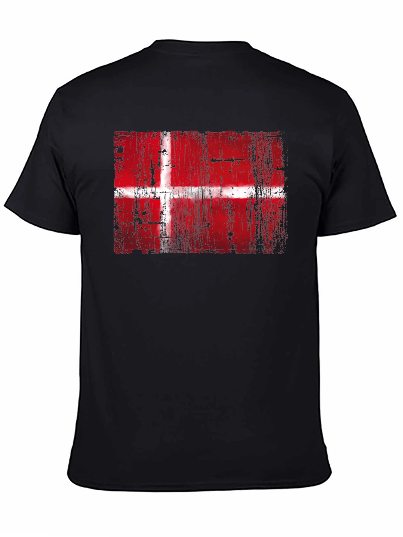 Black Danish Flag Graphic Print Black T-Shirt view 4
