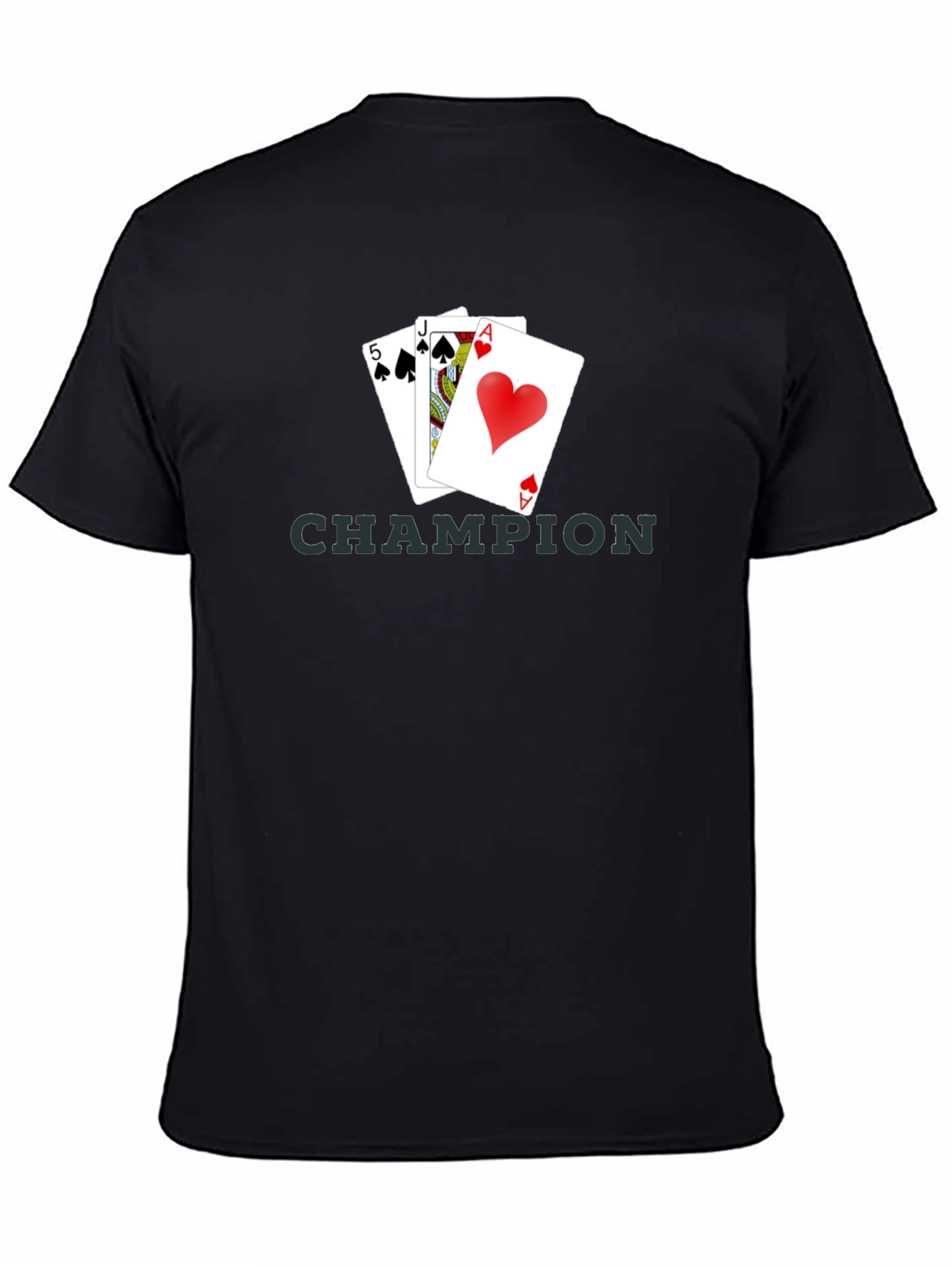 Champion Poker Hand T-Shirt - Ace, Jack, 5 Cards Design - 4