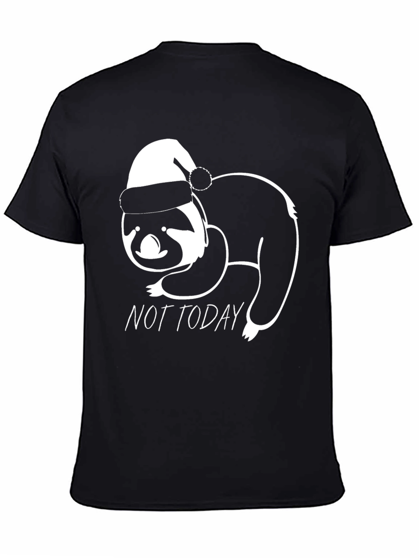 Black Not Today Sloth Santa Hat Graphic Tee view 4