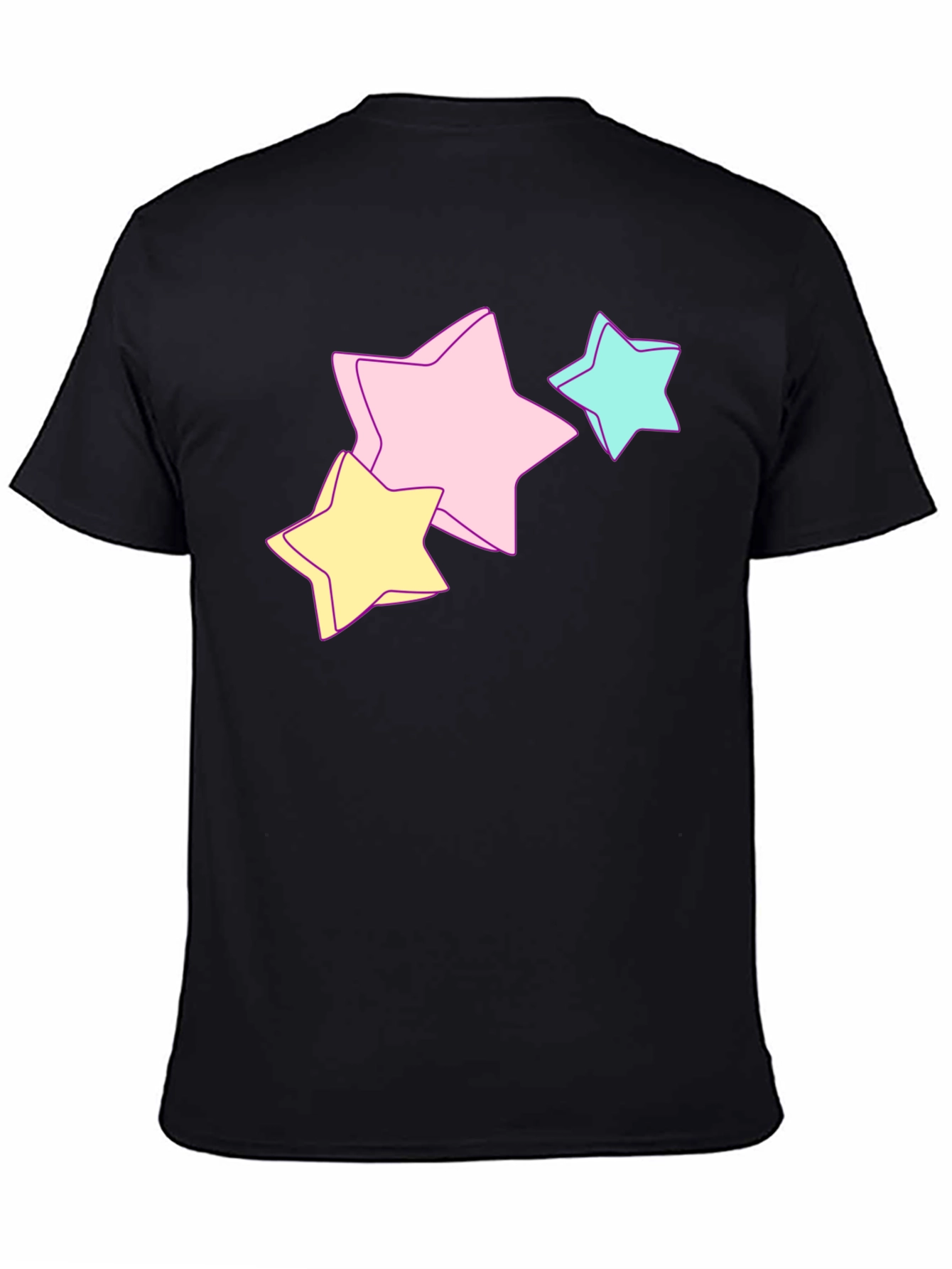 Black Pastel Star Graphic Black T-Shirt view 4