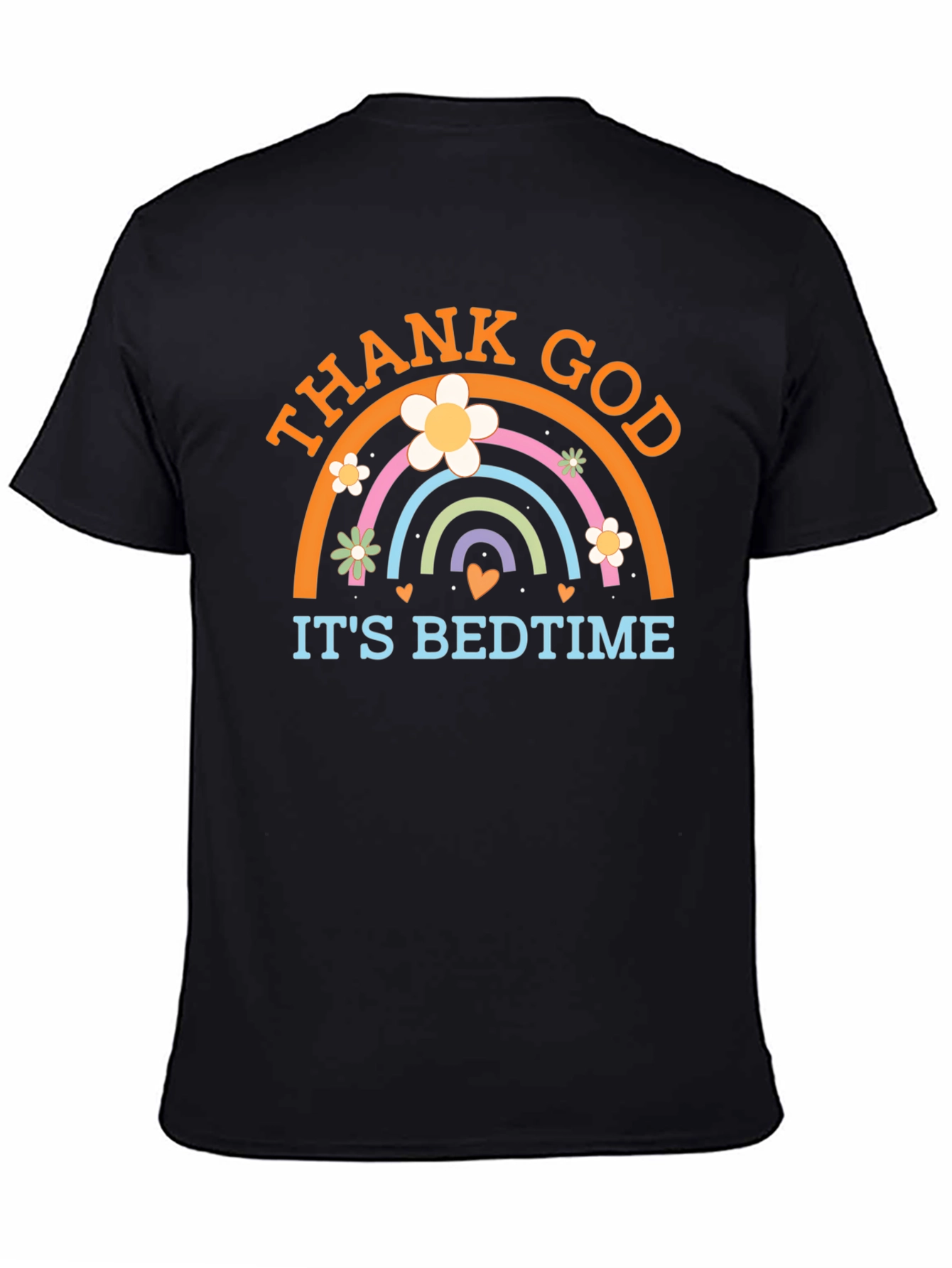Black Thank God It's Bedtime Rainbow Graphic Tee view 4