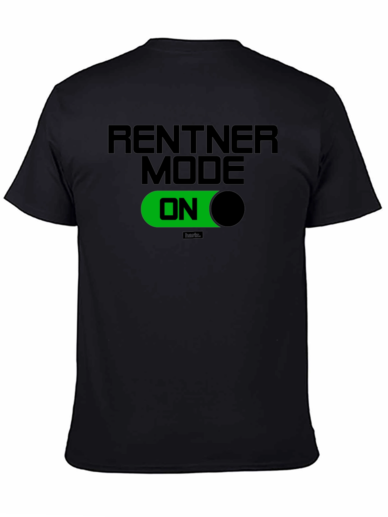 Black Rentner Mode ON Black T-Shirt - Relaxed Retirement Style view 4