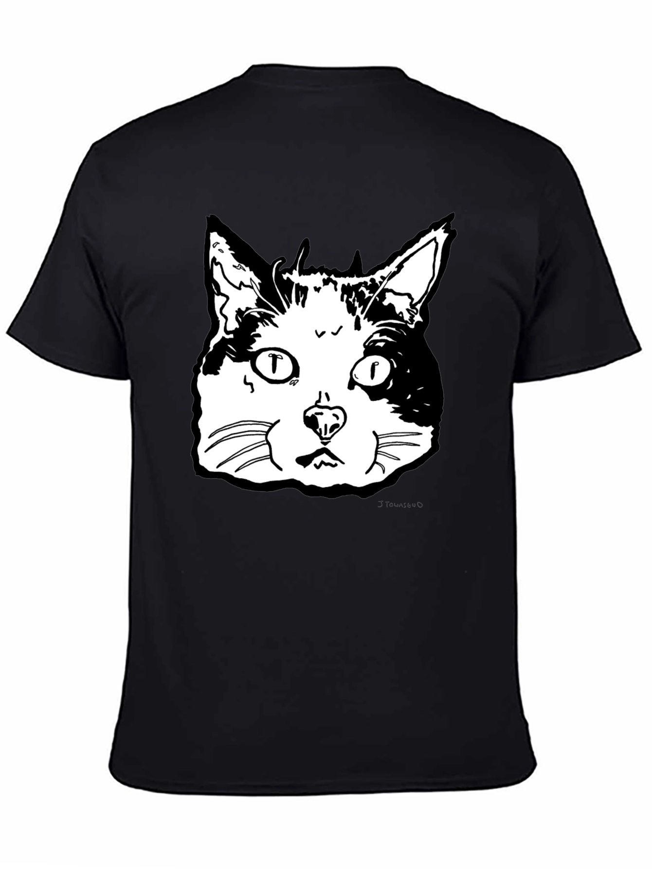 Black Cat Face Graphic T-Shirt - Black view 4