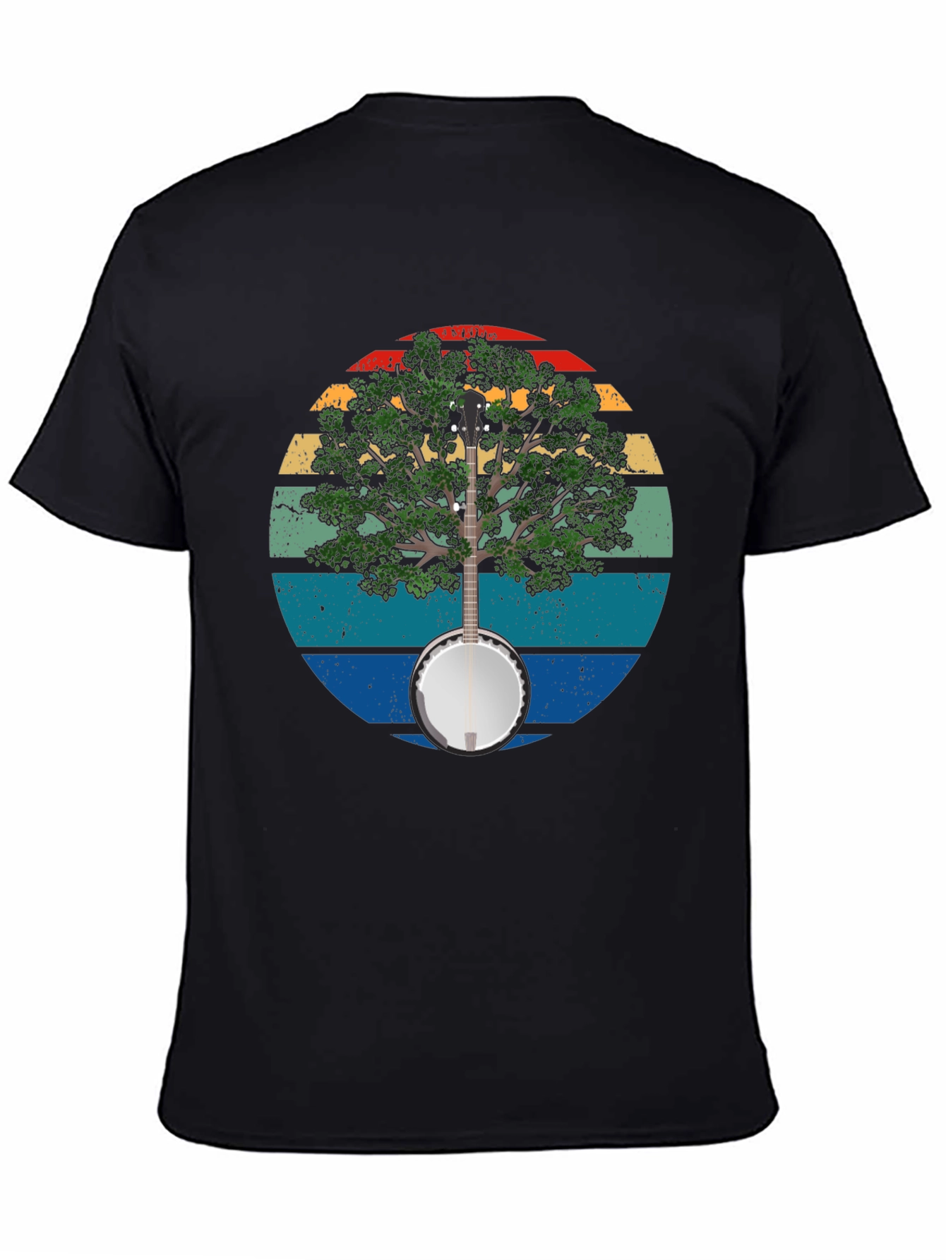Black Banjo Tree Graphic T-Shirt view 4