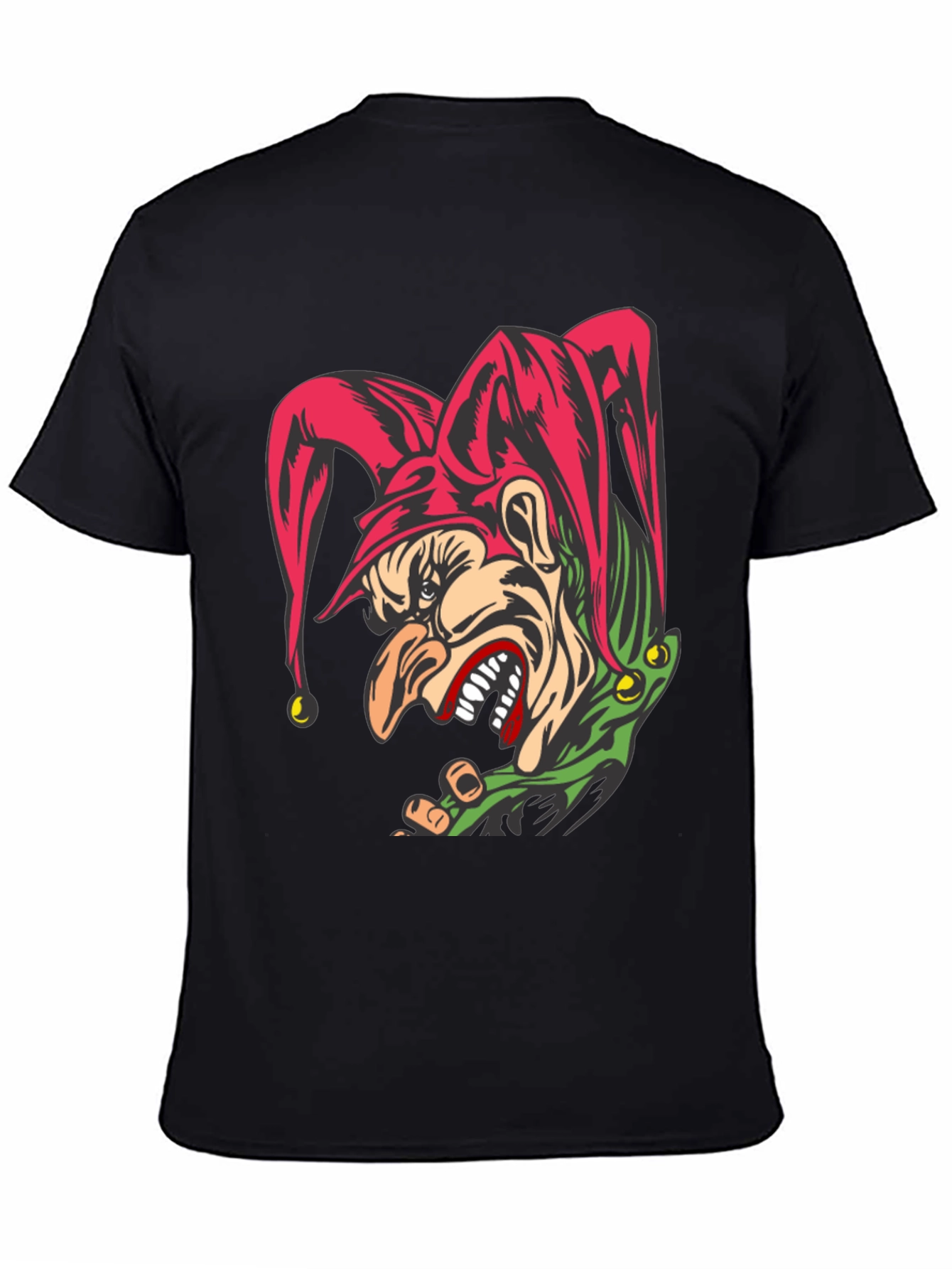 Black Evil Jester Graphic Tee - Black Cotton T-Shirt view 4