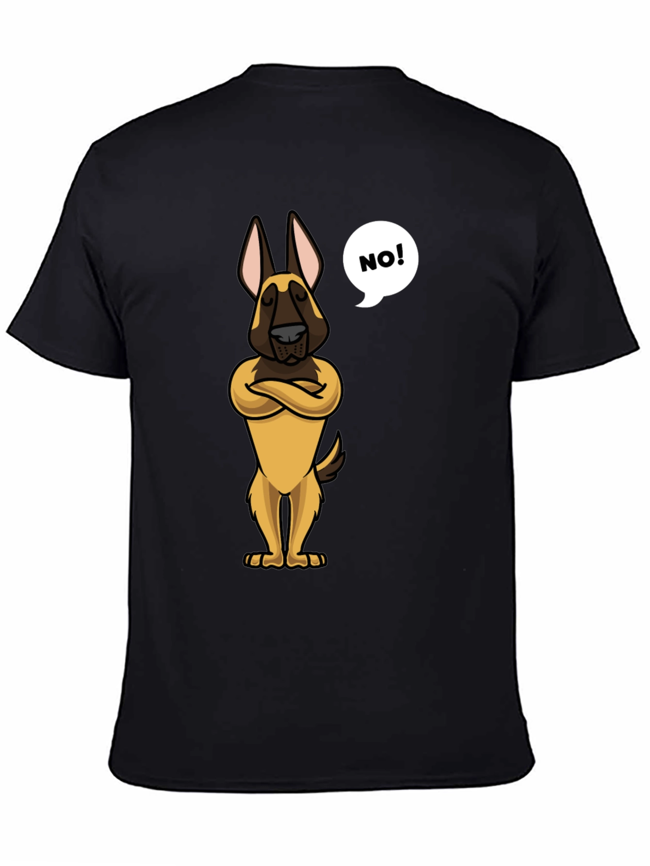 Black Funny Dog Cartoon T-Shirt - "NO!" view 4