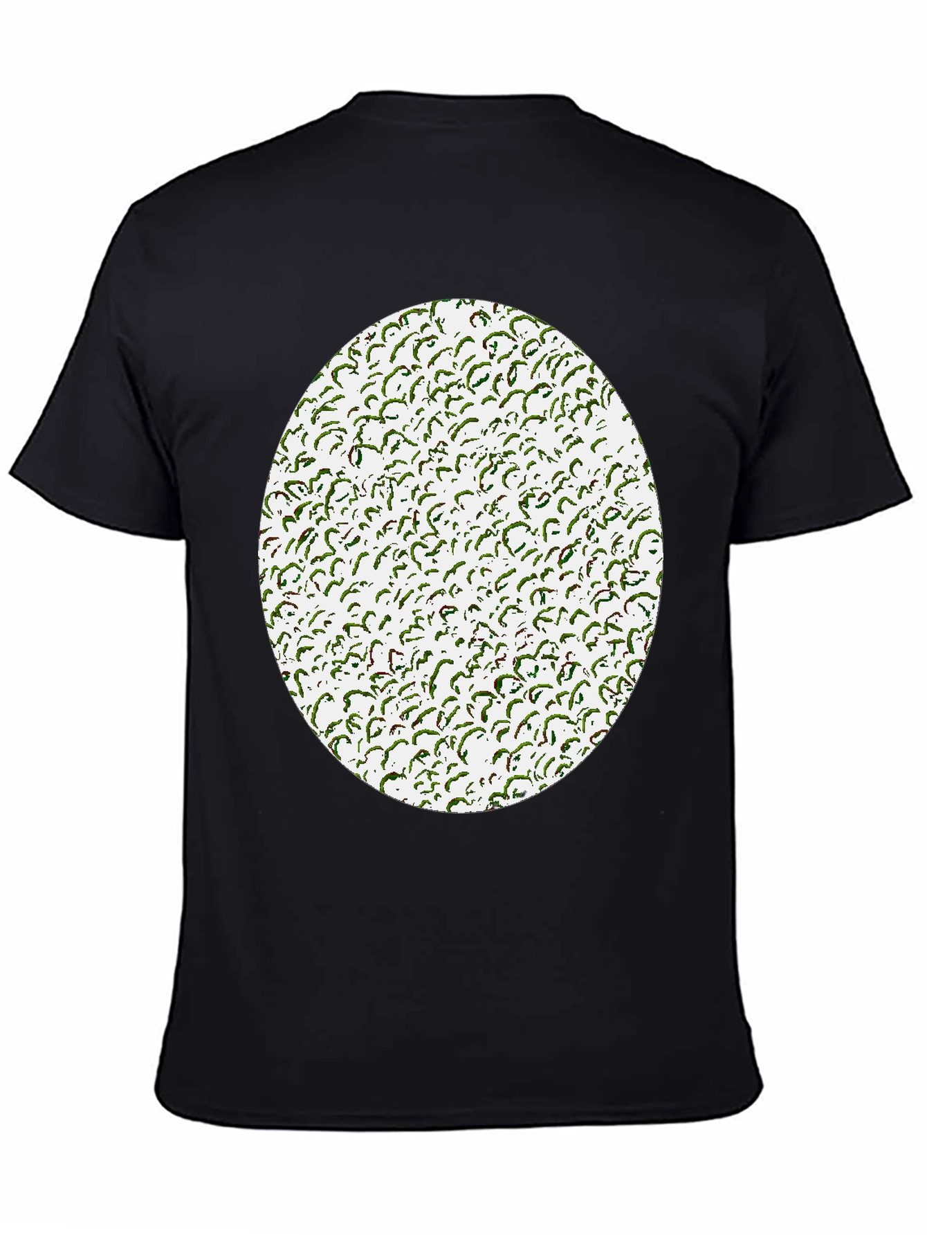 Black Novelty Green Pattern Print Black T-Shirt view 4