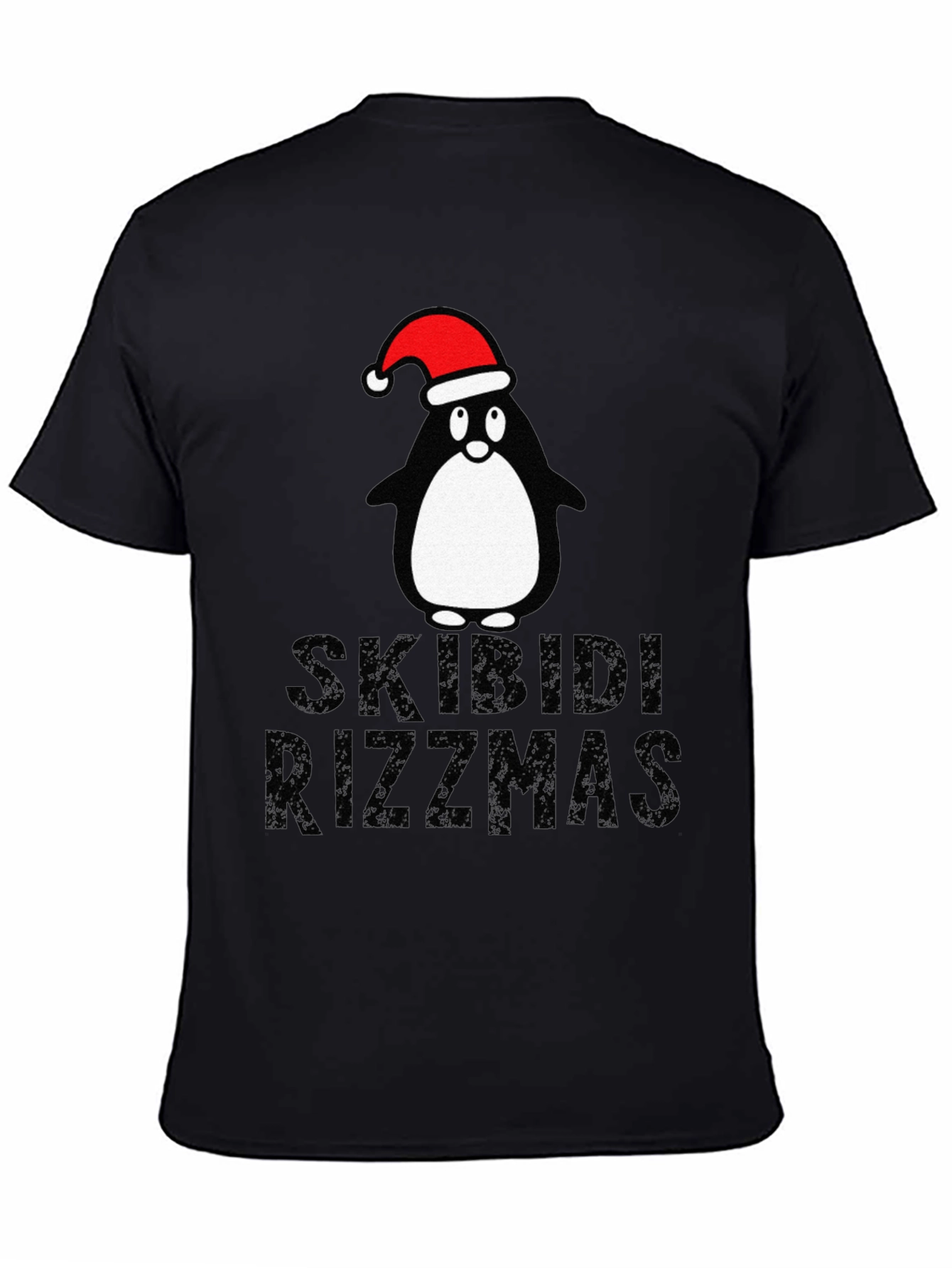 Black Skibidi Rizzmas Christmas Penguin T-Shirt view 4