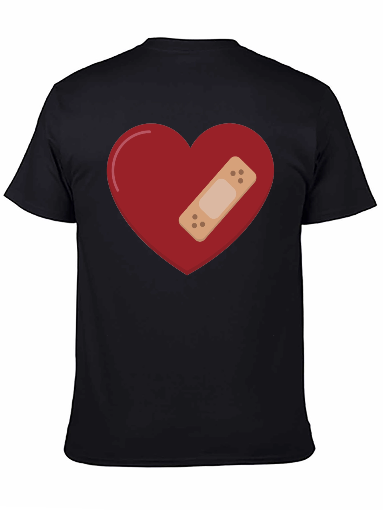 Black Heart with Bandage Graphic Tee - Unisex Black T-Shirt view 4
