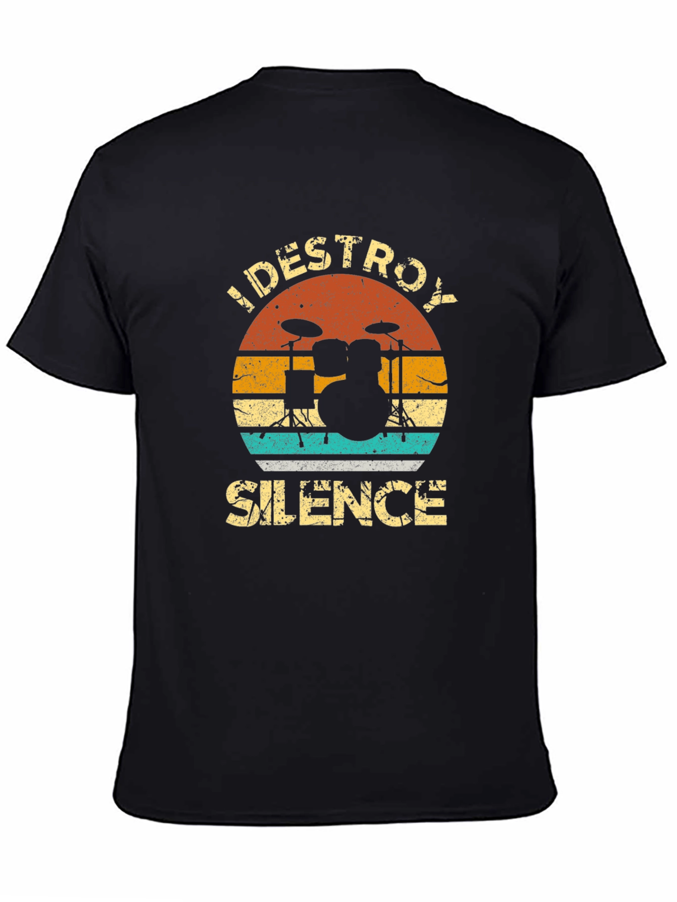 Black I DESTROY SILENCE Drummer Graphic Tee view 4