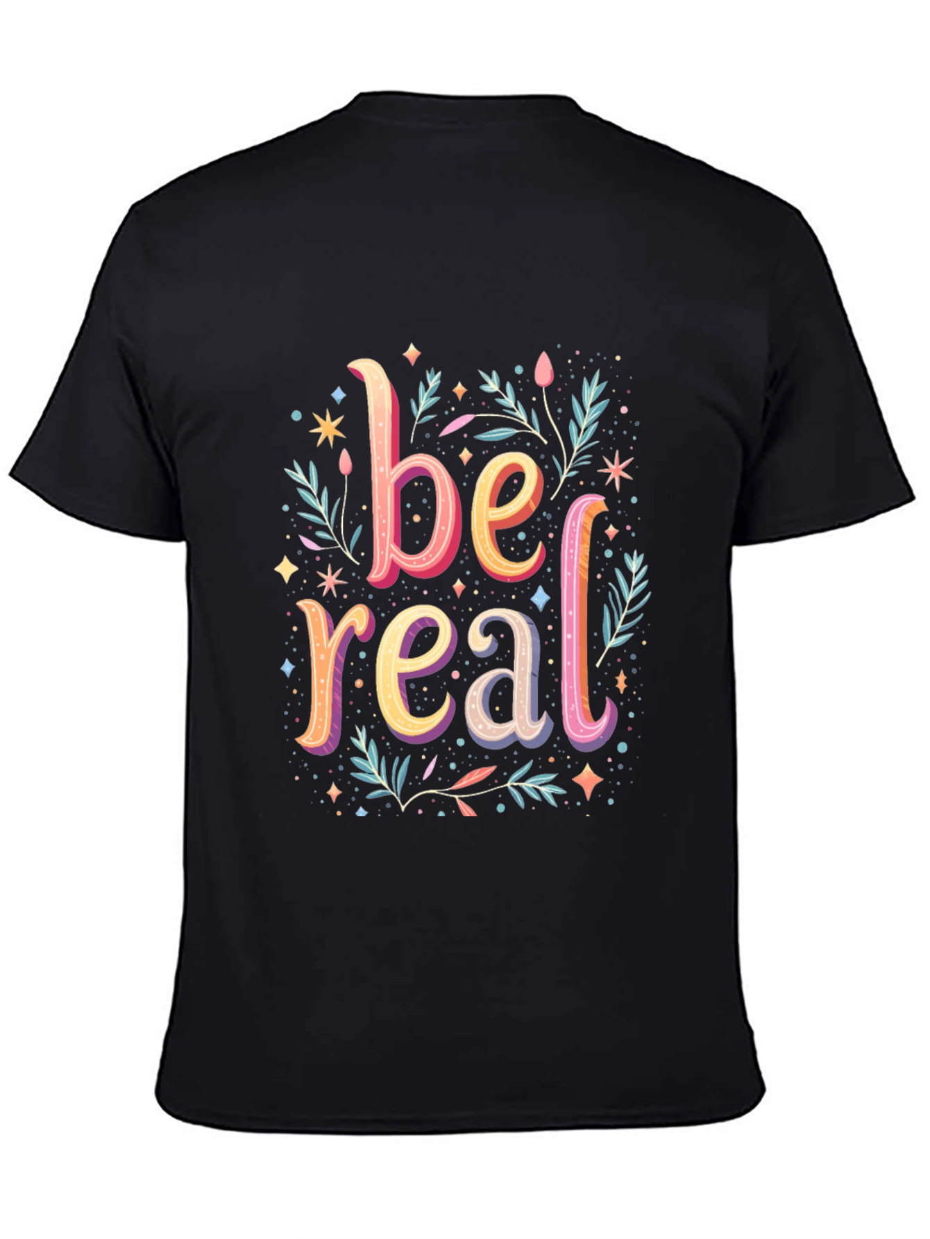 Black Be Real Graphic Tee - Trendy Cotton Comfort view 4
