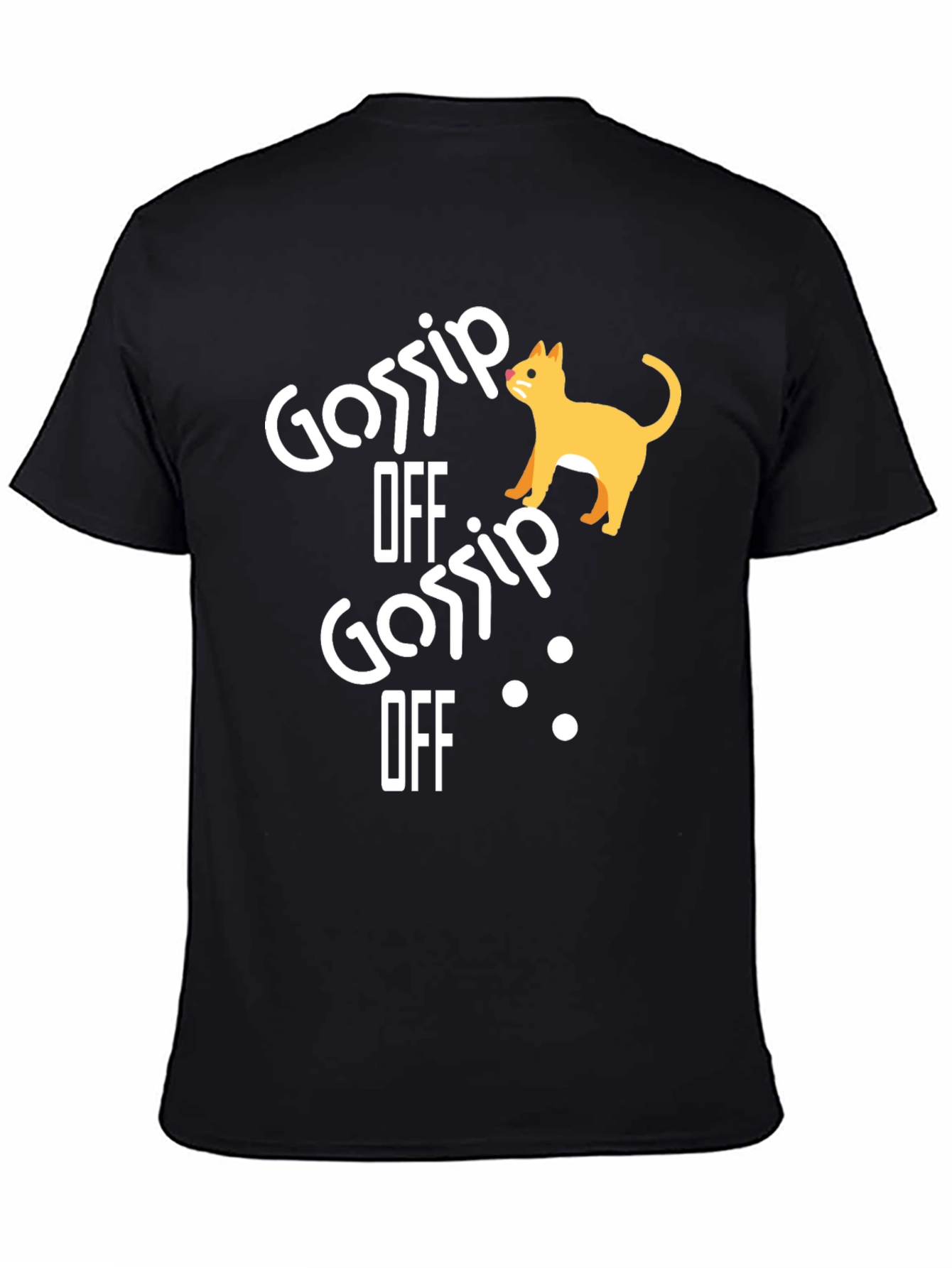 Black Gossip Off Cat Graphic Tee - Unisex Black T-Shirt view 4