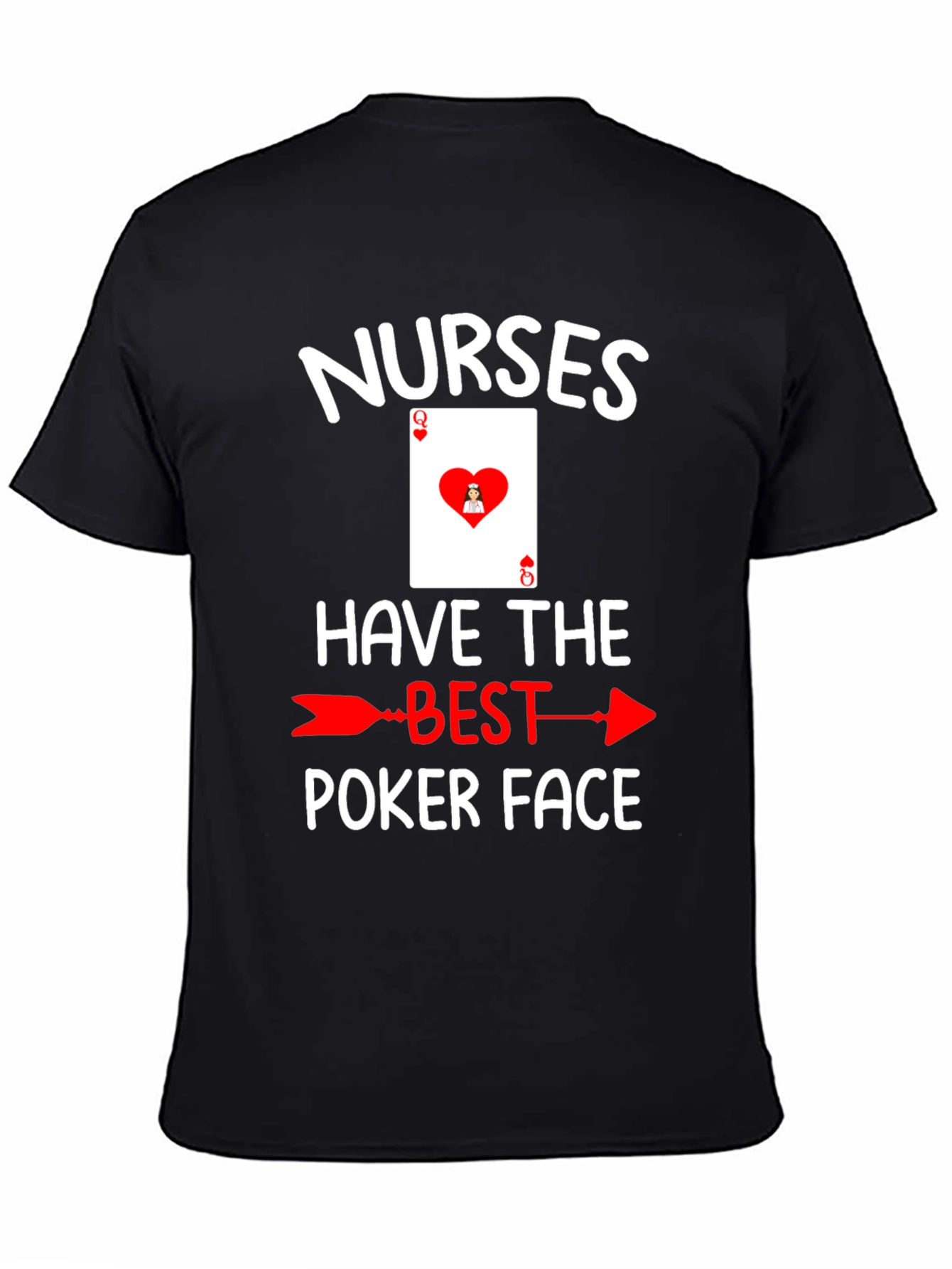 Black Nurses Poker Face T-Shirt view 4