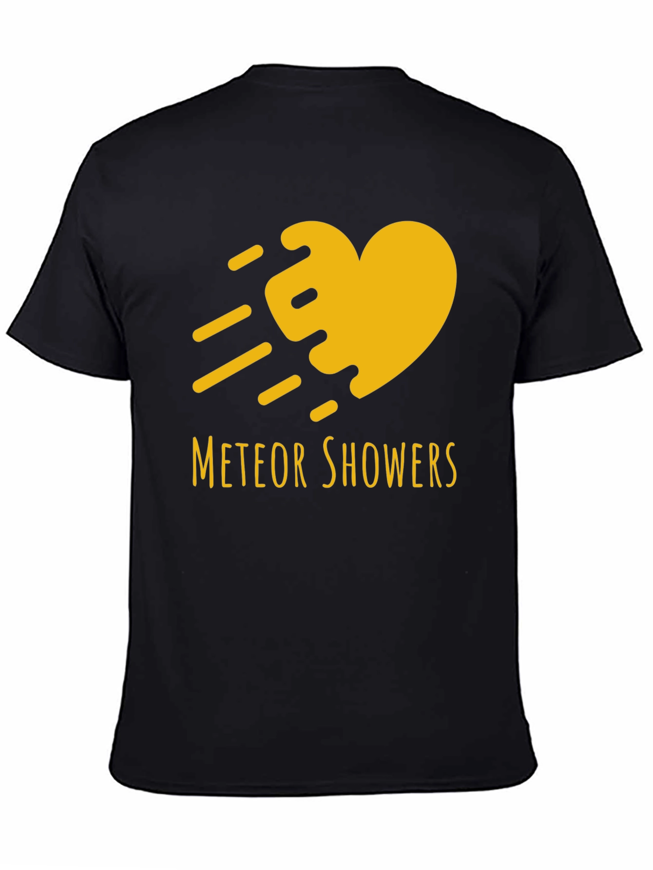 Black Meteor Showers Heart Graphic Black T-Shirt view 4
