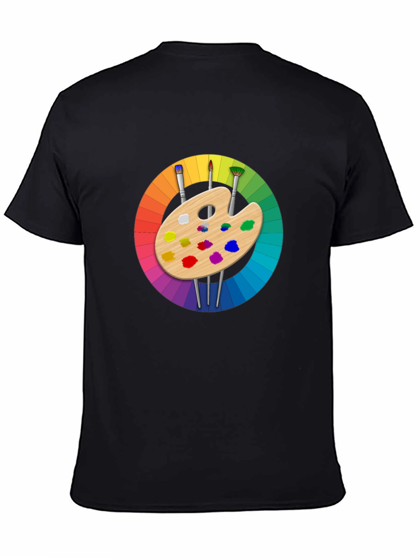 Black Colorful Artist Palette Graphic T-Shirt view 4