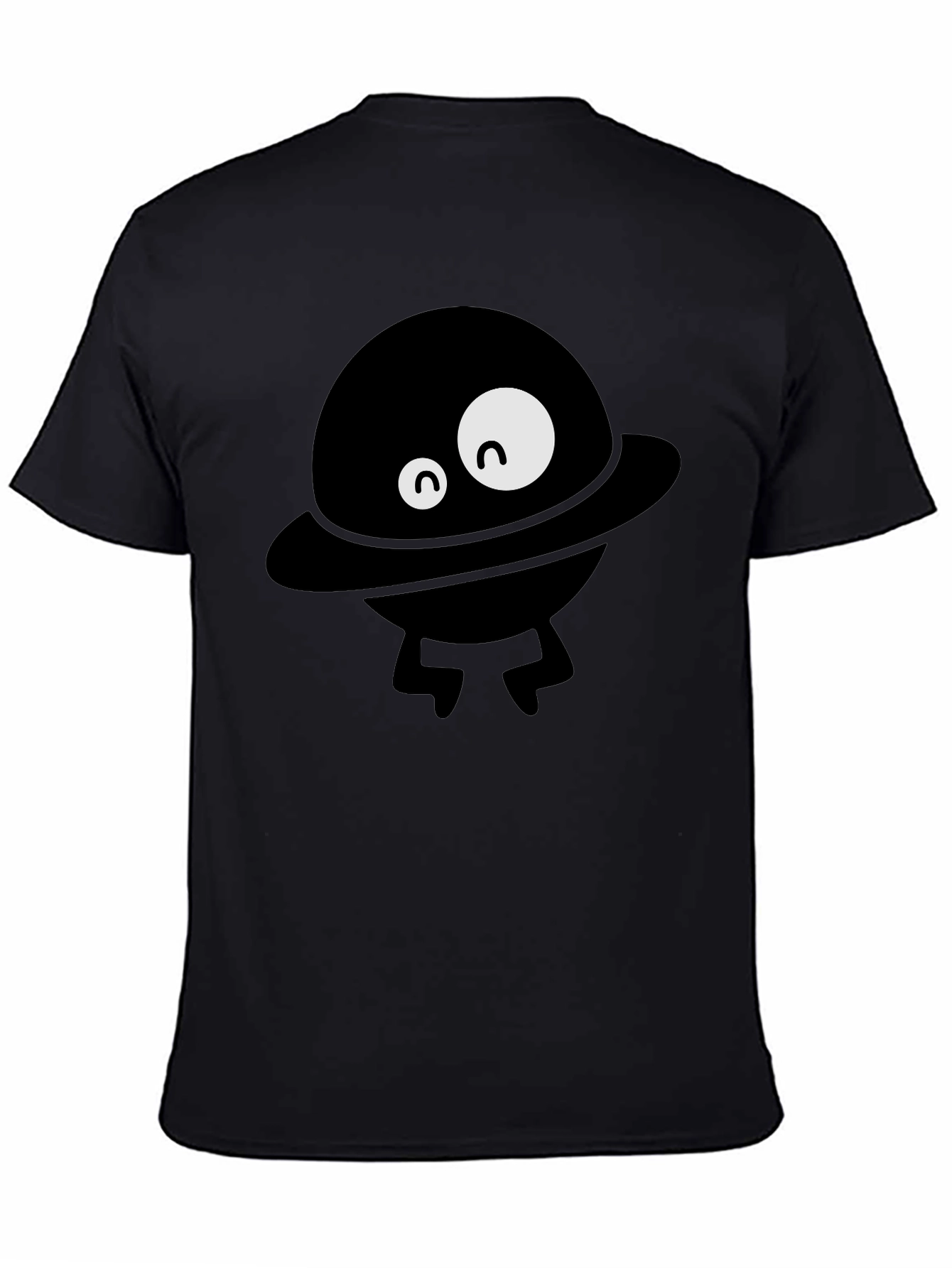 Black Funny Alien UFO Graphic Black T-Shirt view 4