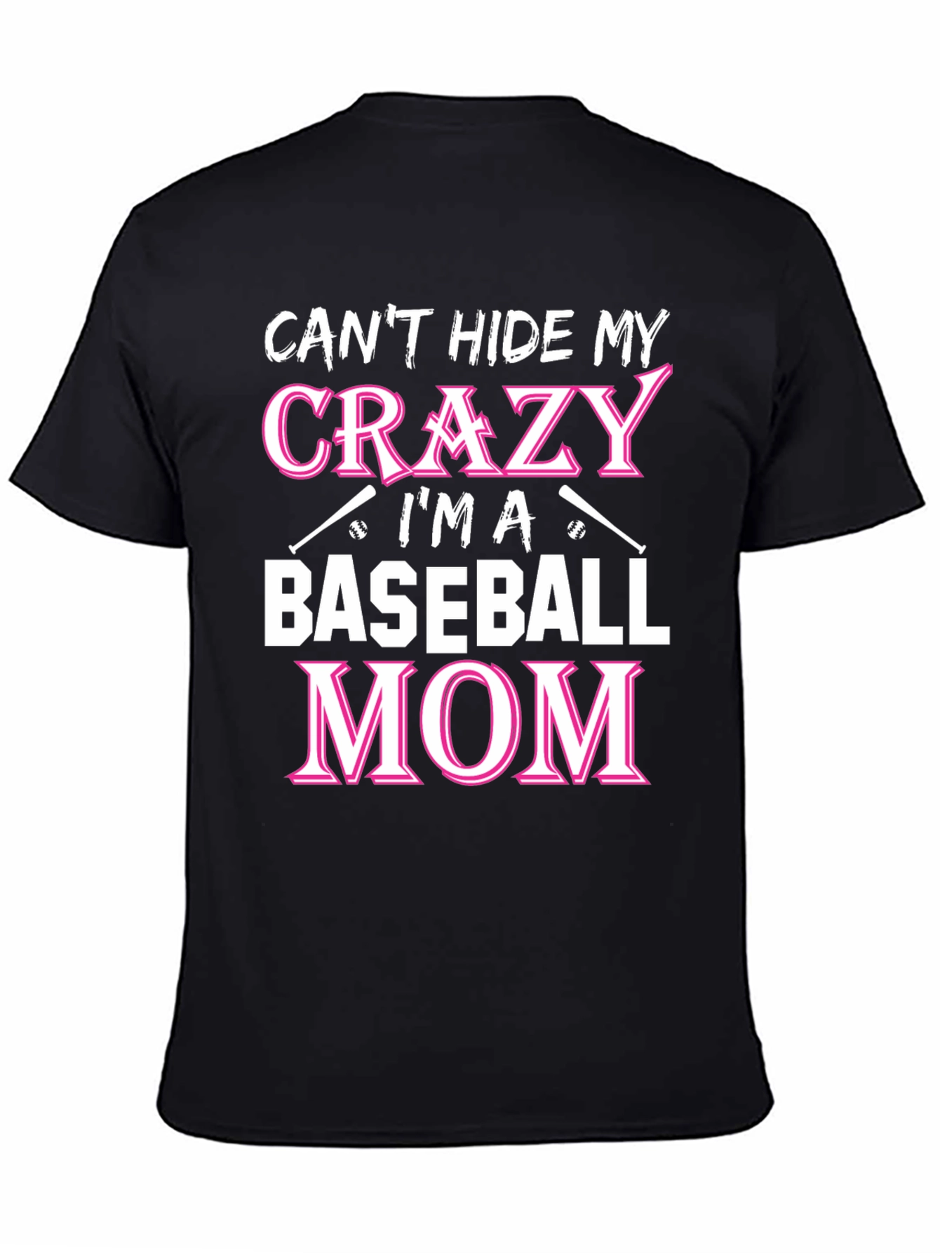 Black Crazy Baseball Mom Graphic T-Shirt view 4