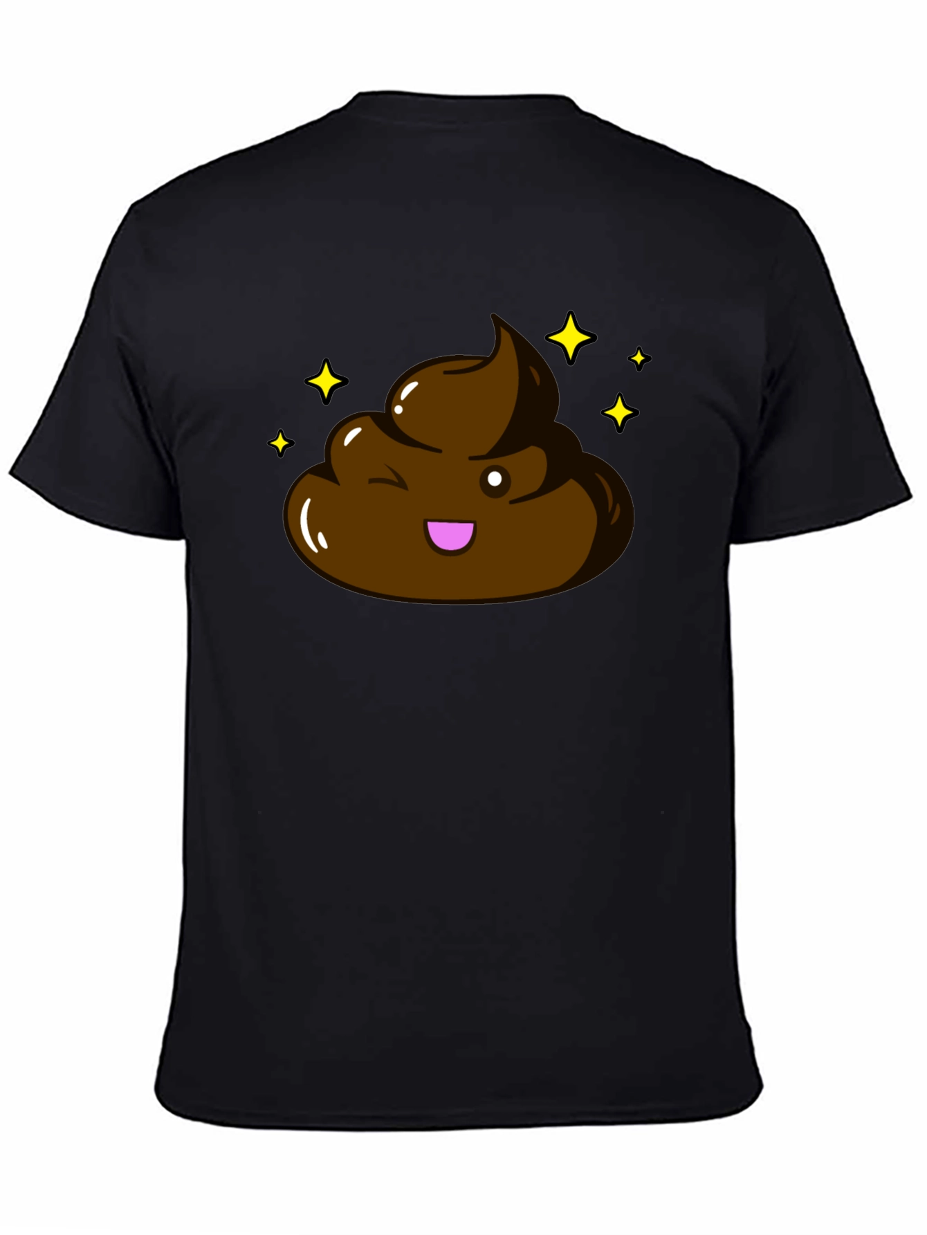 Black Shiny Poop Emoji Graphic T-Shirt - Black view 4