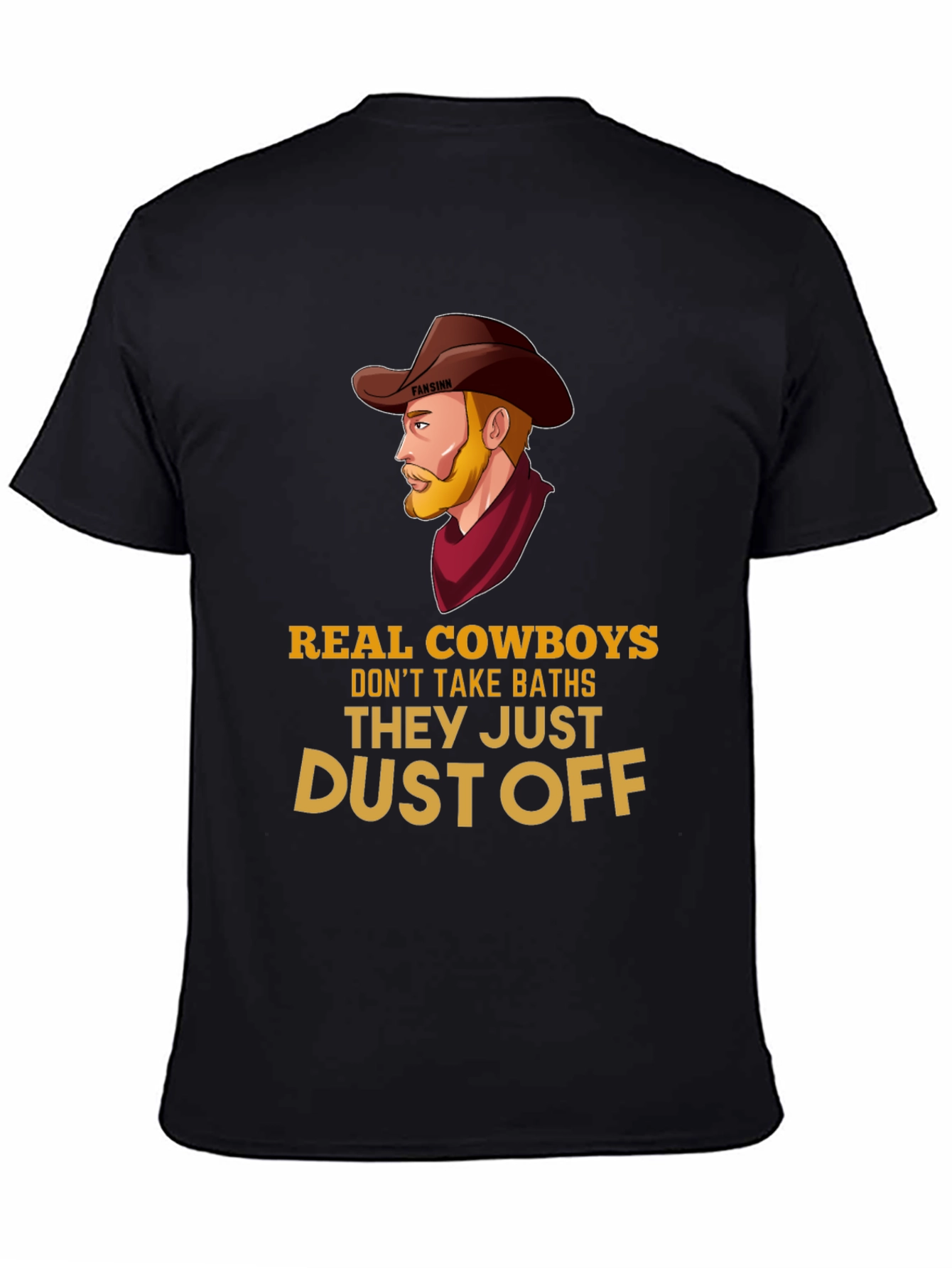 Black Real Cowboys Don't Take Baths Funny Graphic T-Shirt view 4