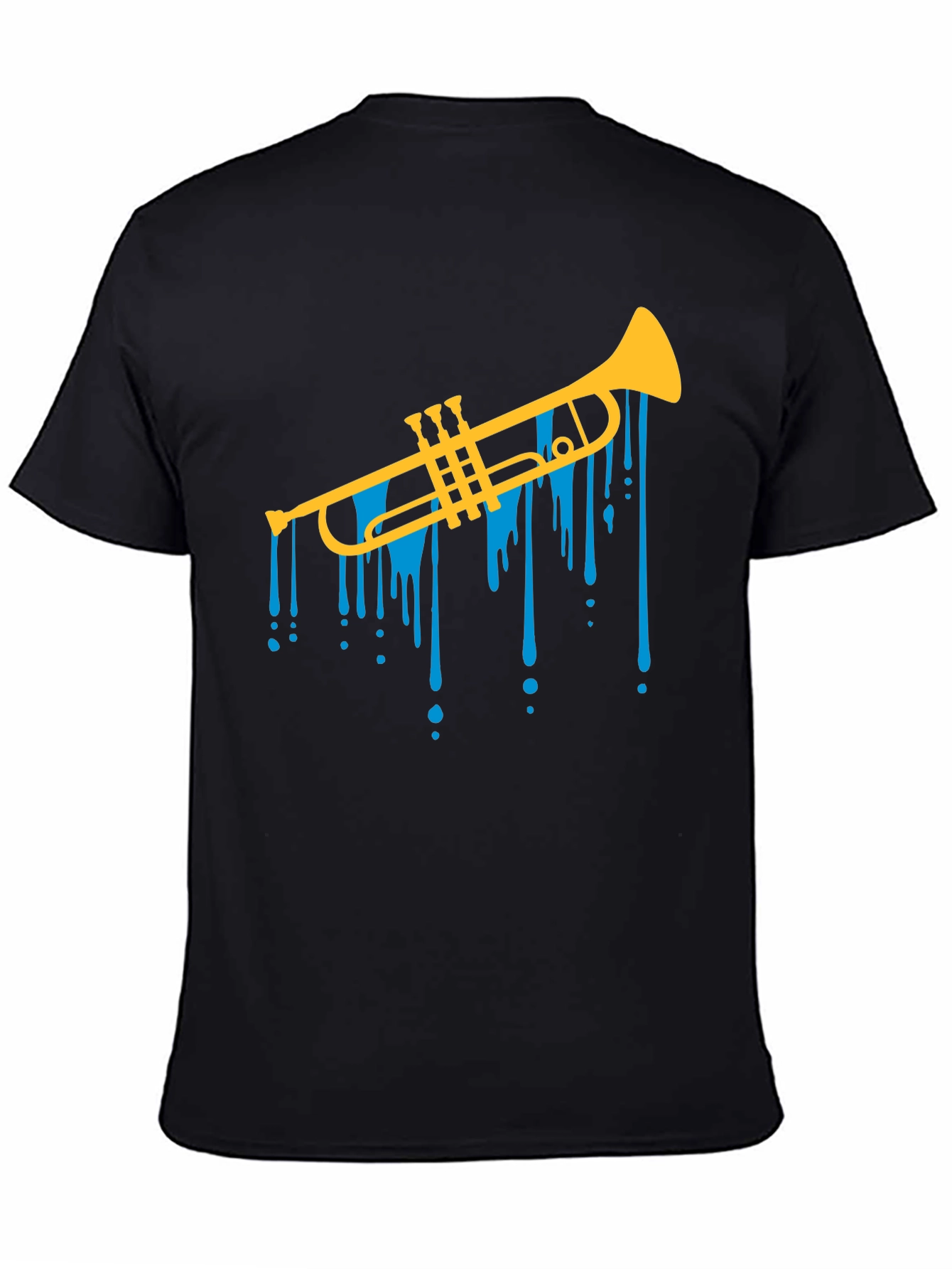Black Trumpet Drip Graphic Tee - Cool Musical T-Shirt view 4
