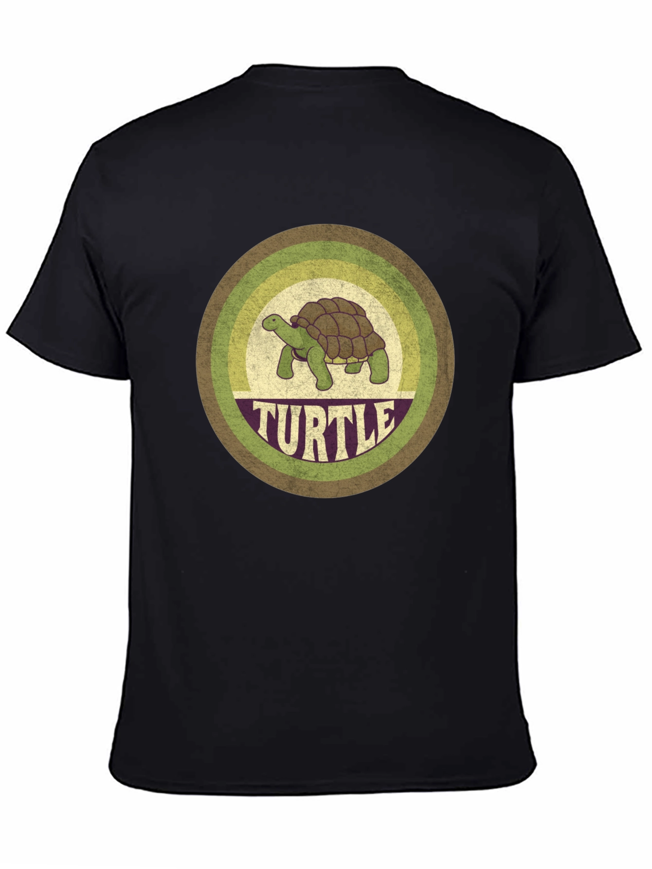 Black Retro Turtle Graphic Tee - Vintage Style Comfort view 4