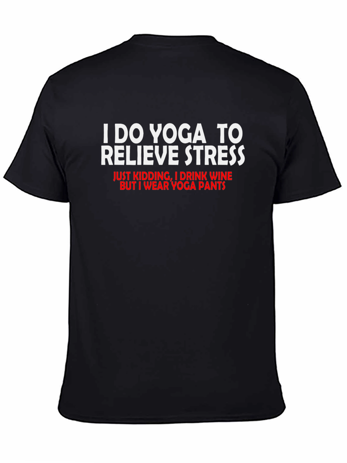 Black Funny Yoga Wine Lover T-Shirt view 4