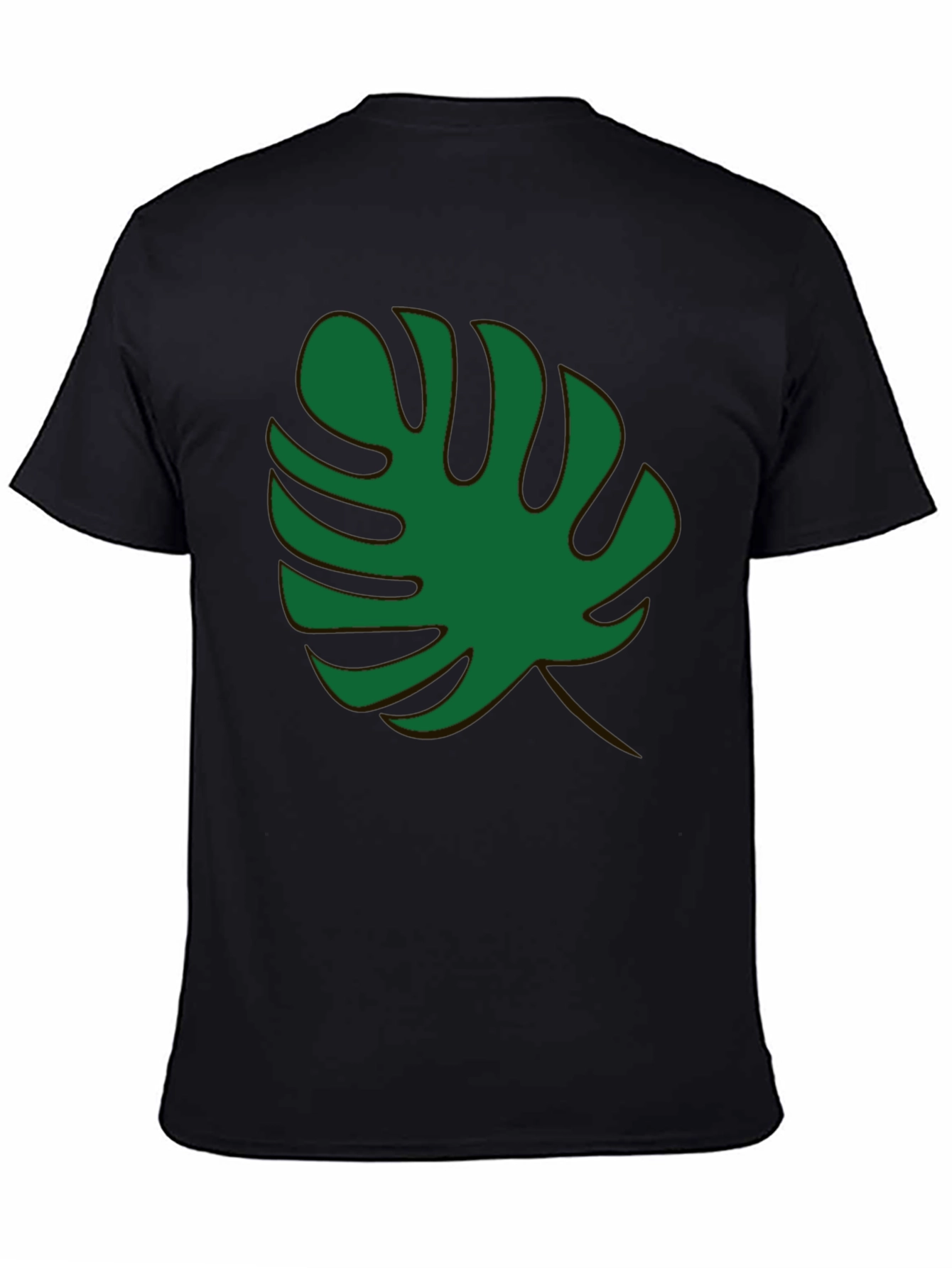 Black Tropical Monstera Leaf Black T-Shirt view 4