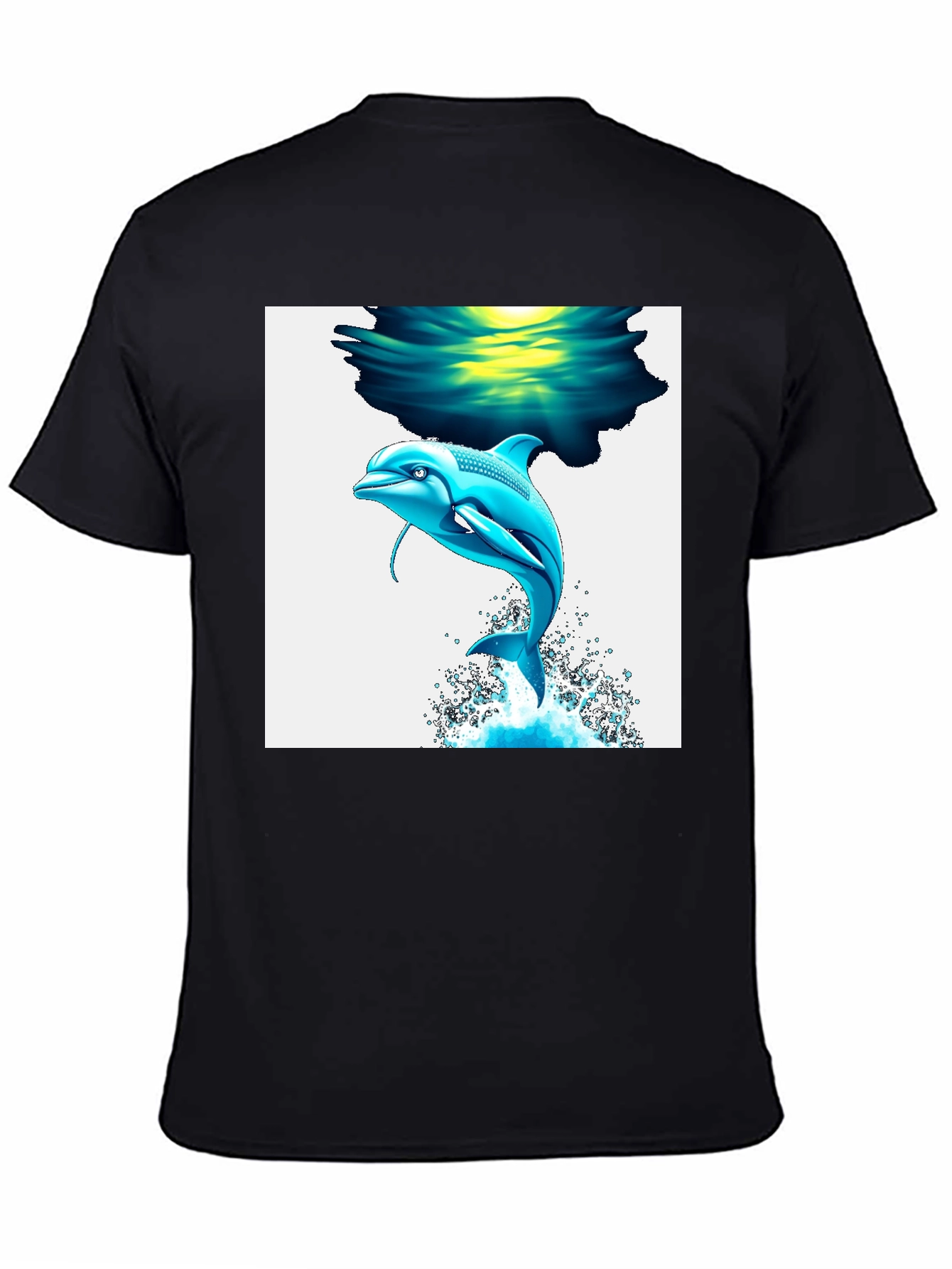 Black Dolphin Graphic Tee - Black Cotton Blend T-Shirt view 4