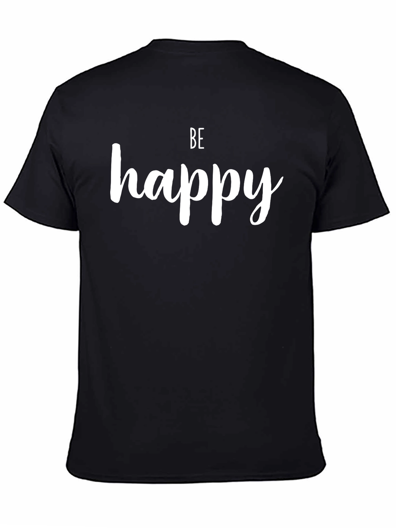 Black Be Happy Black Graphic Tee - Inspirational Fashion view 4