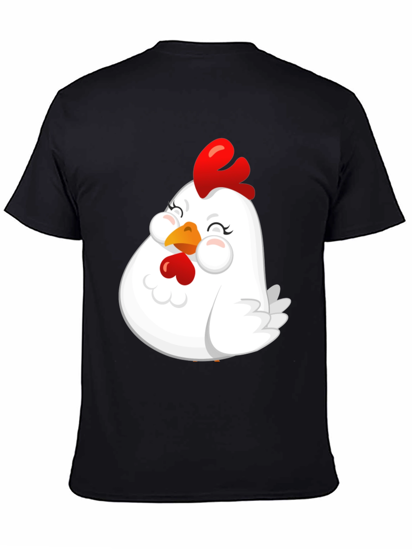 Black Cute Chicken Graphic T-Shirt - Soft Cotton Blend view 4