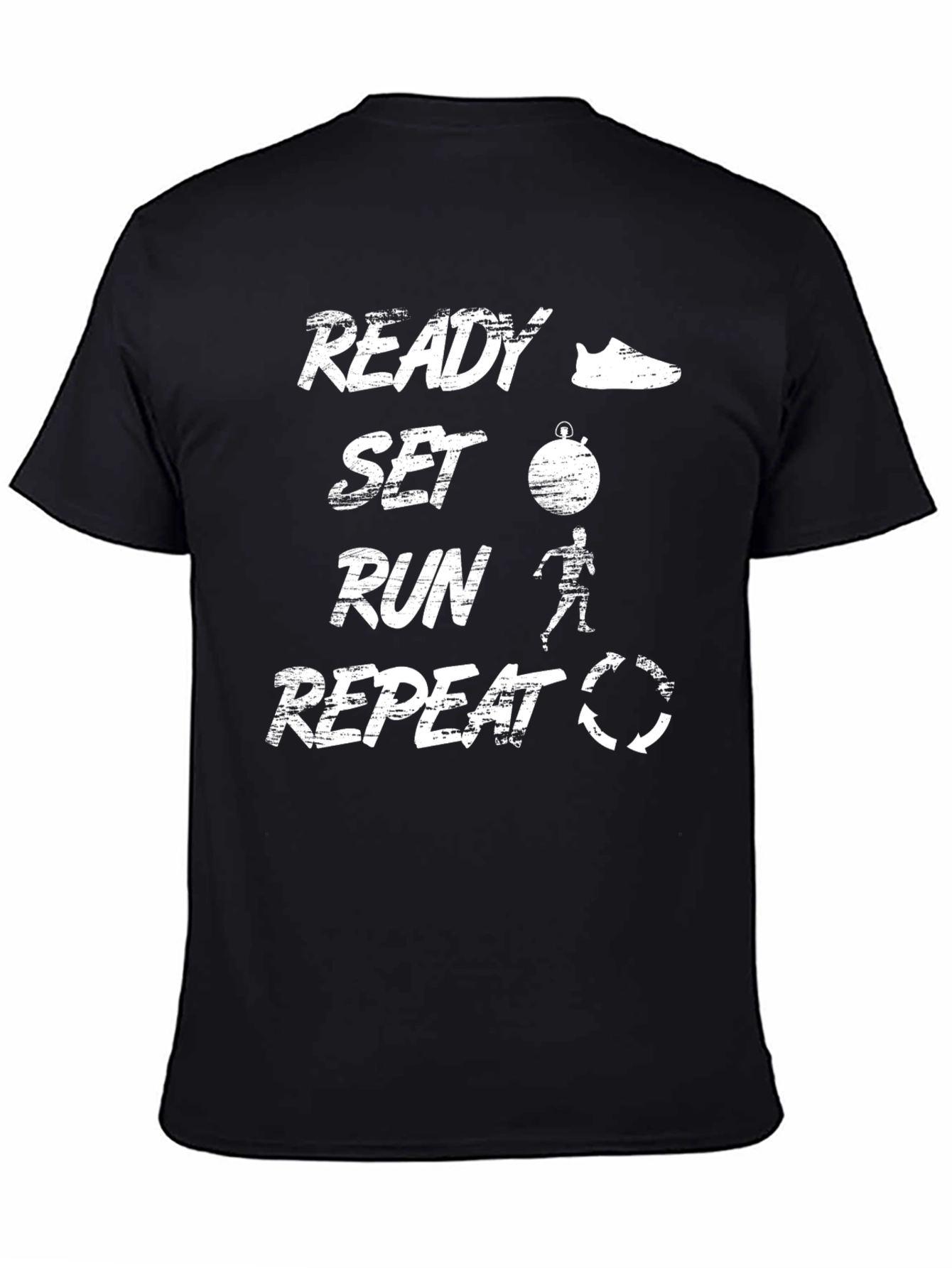 Black Ready Set Run Repeat Black Graphic T-Shirt view 4