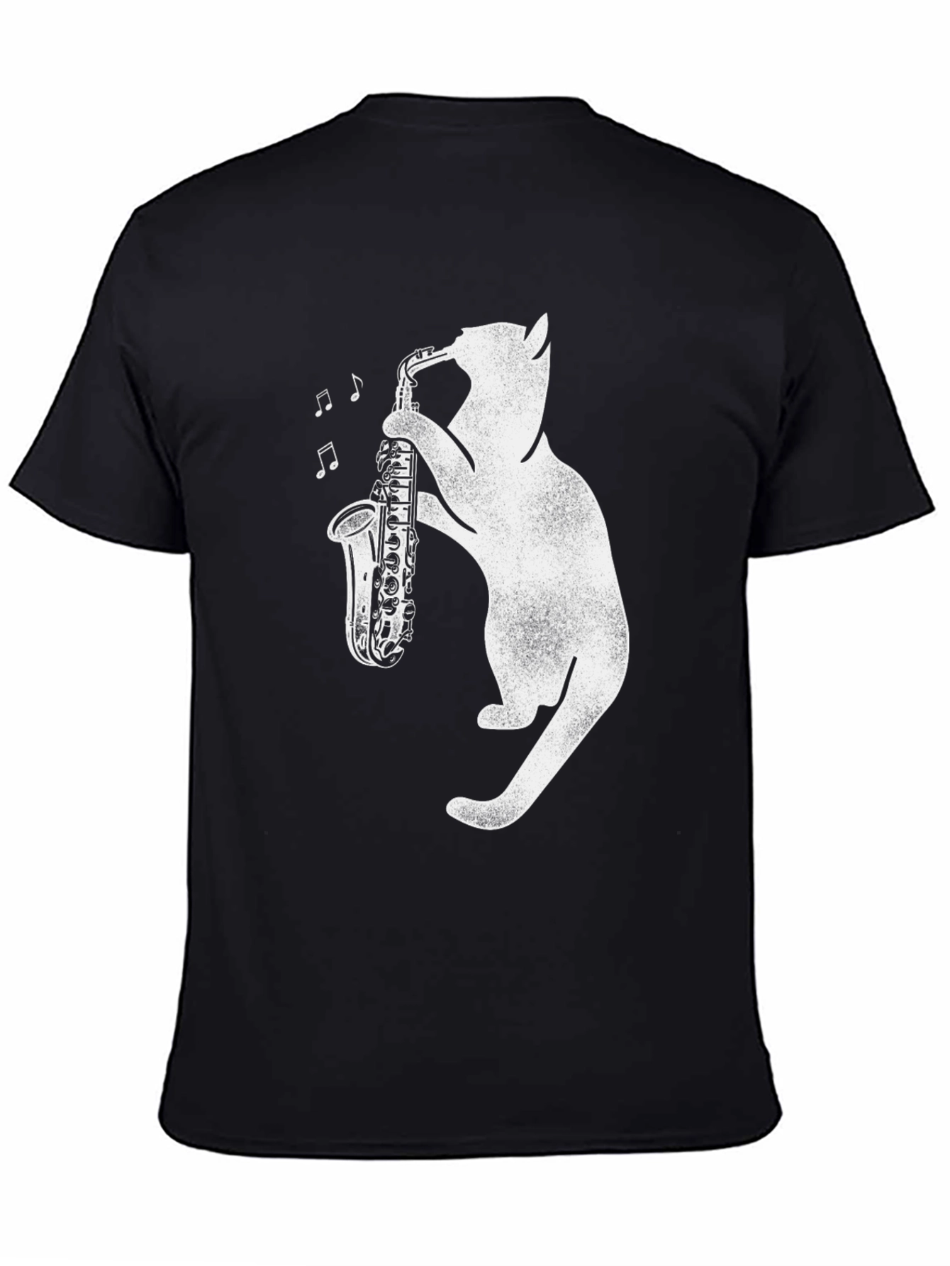 Black Cat Saxophone T-Shirt: Cool Music Lover Tee view 4