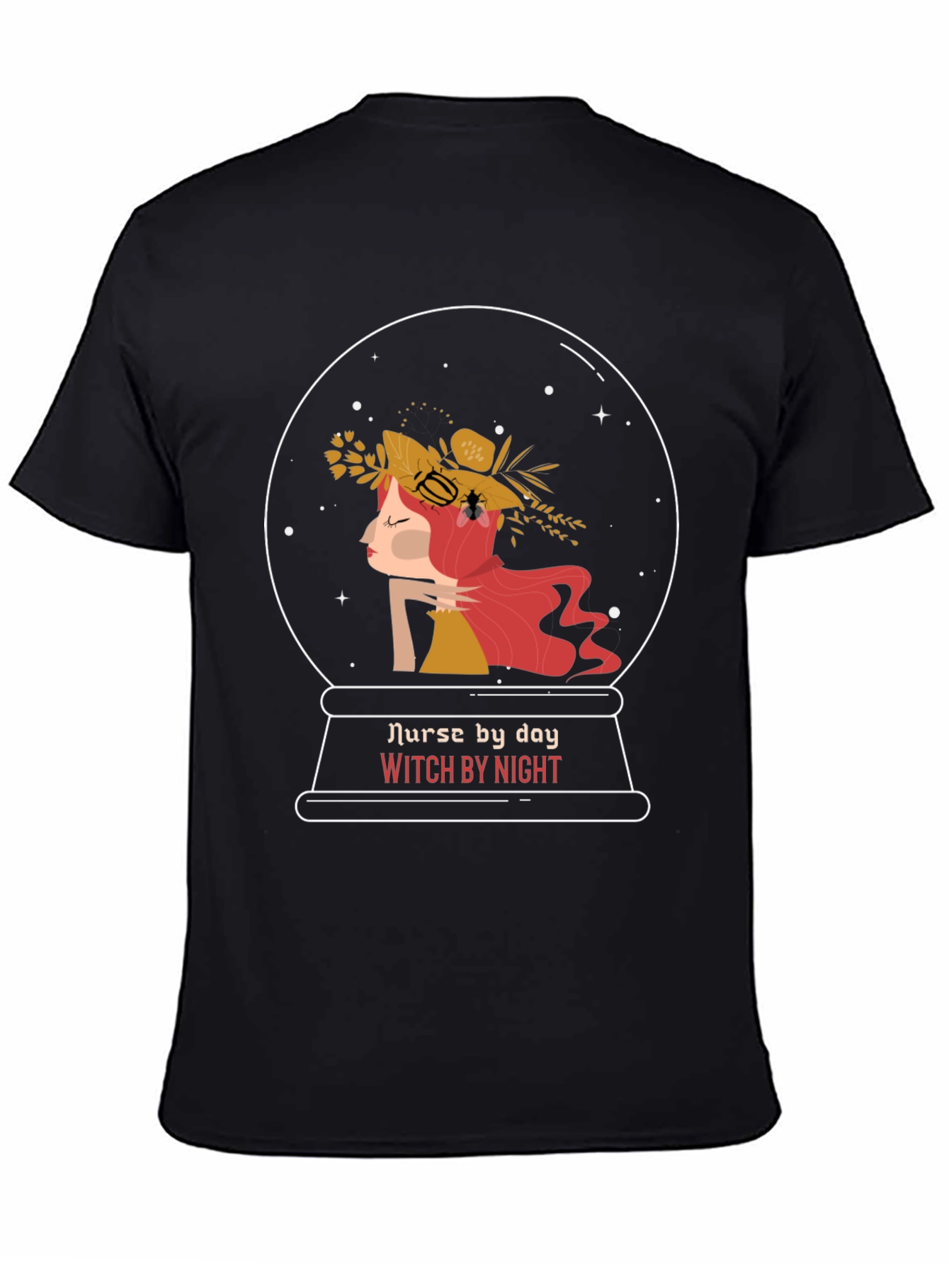 Black Nurse by Day Witch by Night Graphic T-Shirt view 4