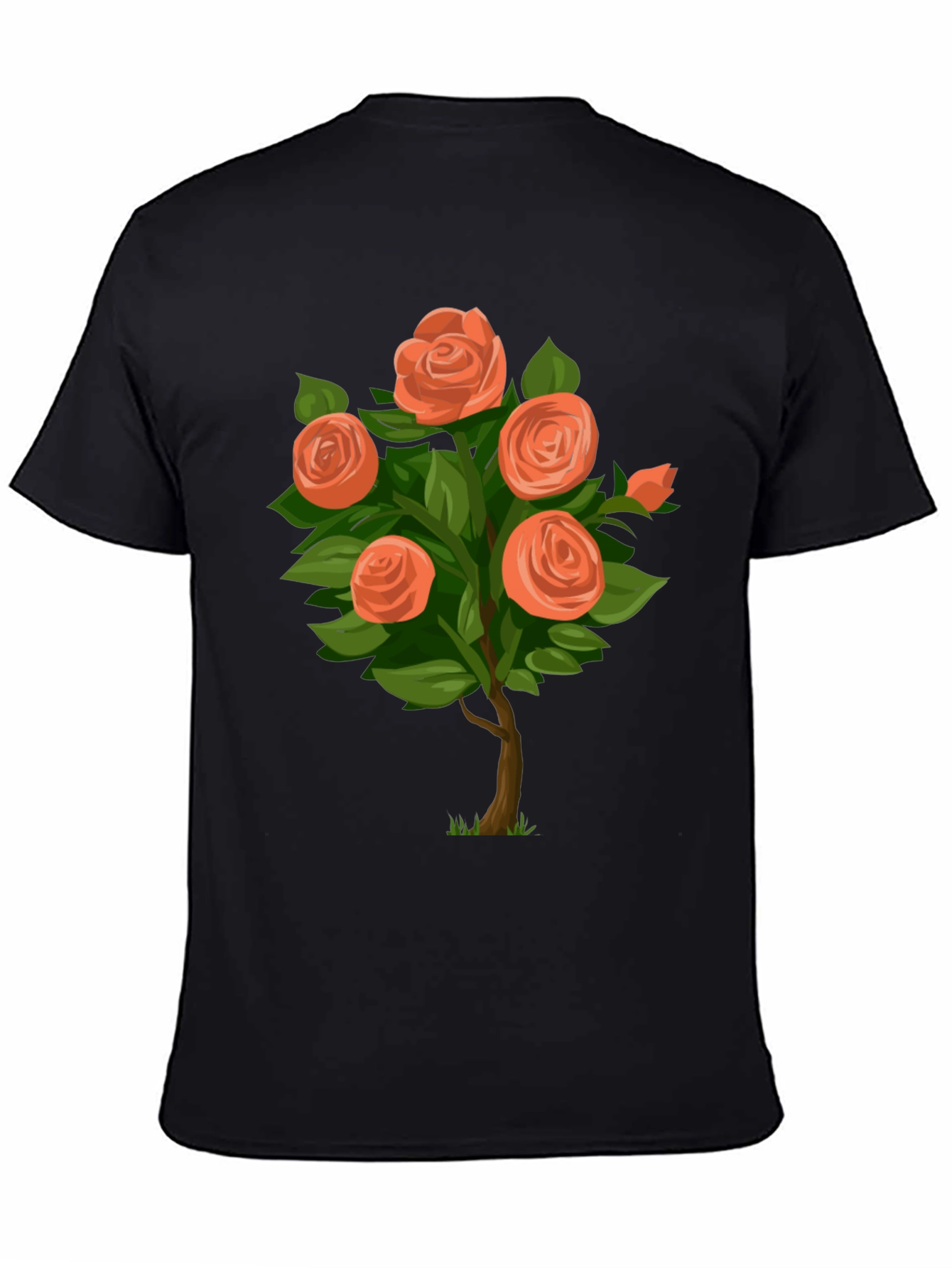 Black Floral Rose Bush Graphic Tee view 4