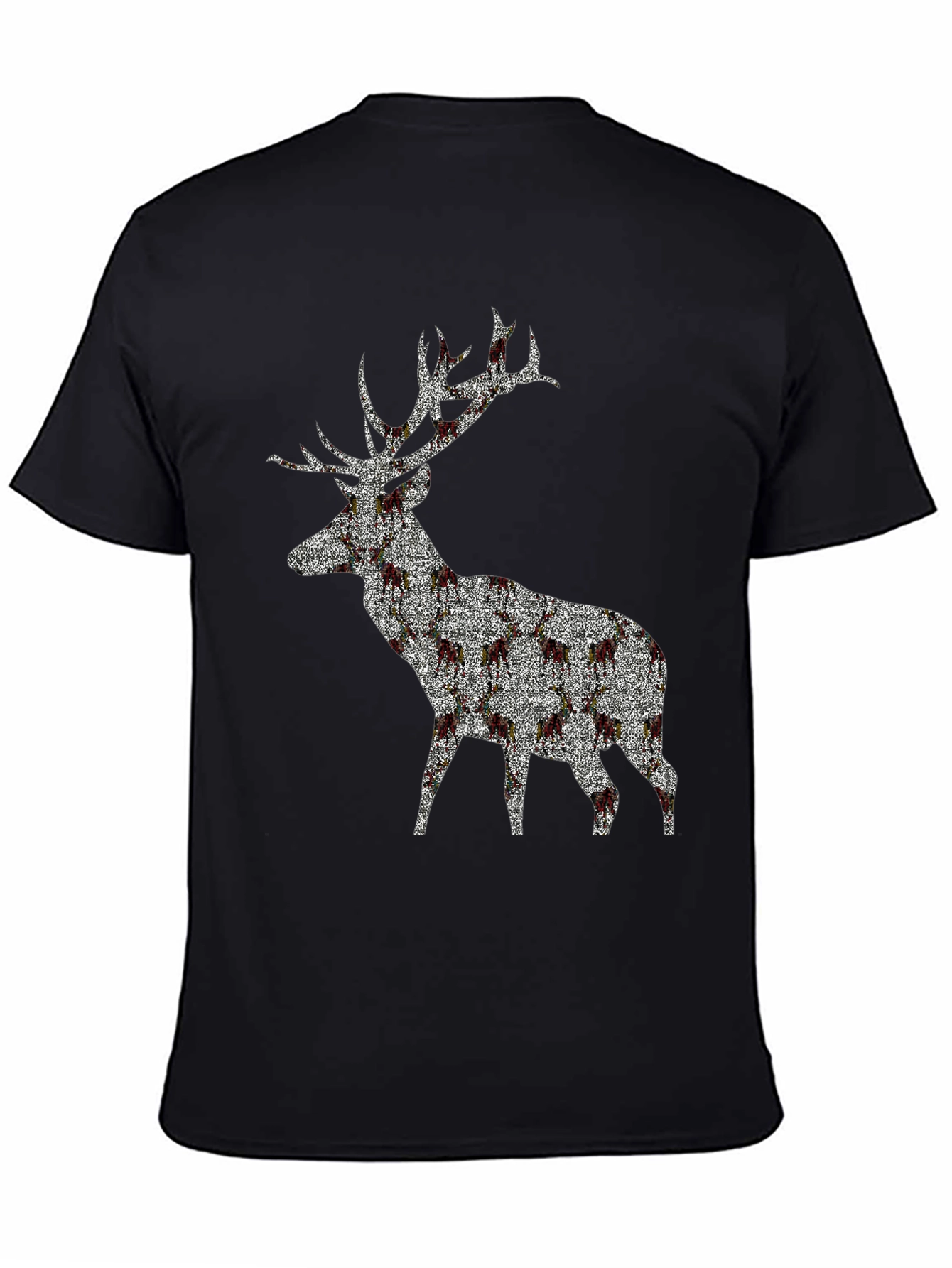 Black Stag Patterned Crew Neck T-Shirt view 4