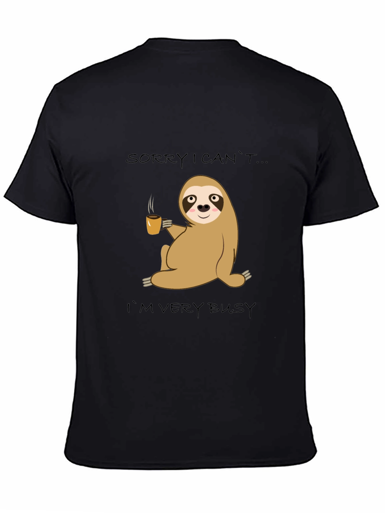 Black Busy Sloth Coffee T-Shirt - Relaxed & Comfy Style view 4